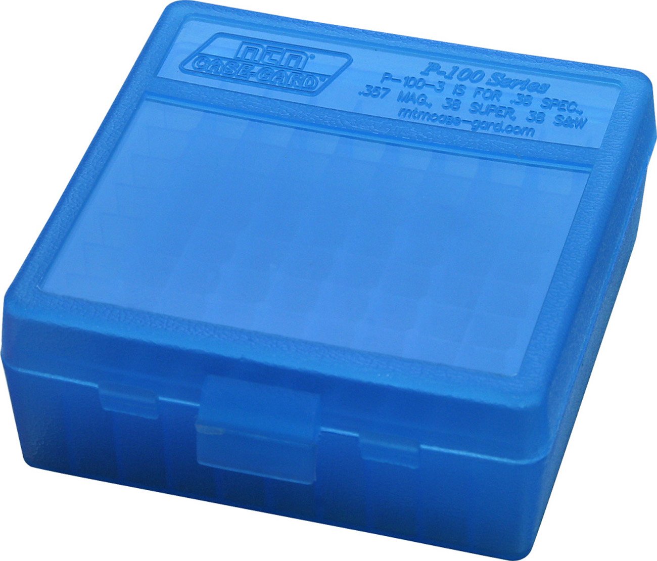 MTM Case-Gard P-100-3-29 Flip-Top Ammo Box, 100 Round, Clear Blue