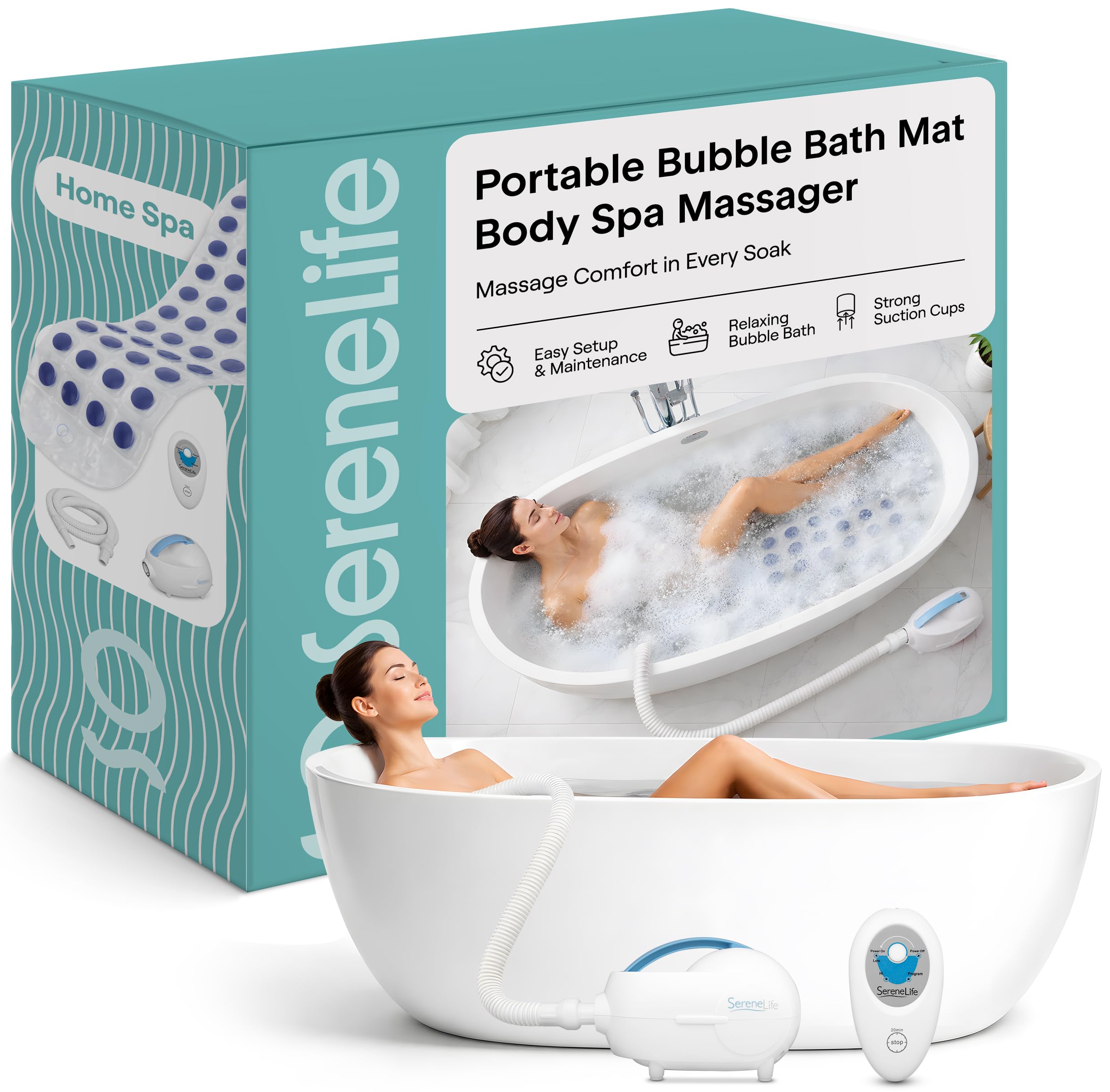 Serene Life PHSPAMT22 Bubble Bath Mat Body Spa Massage