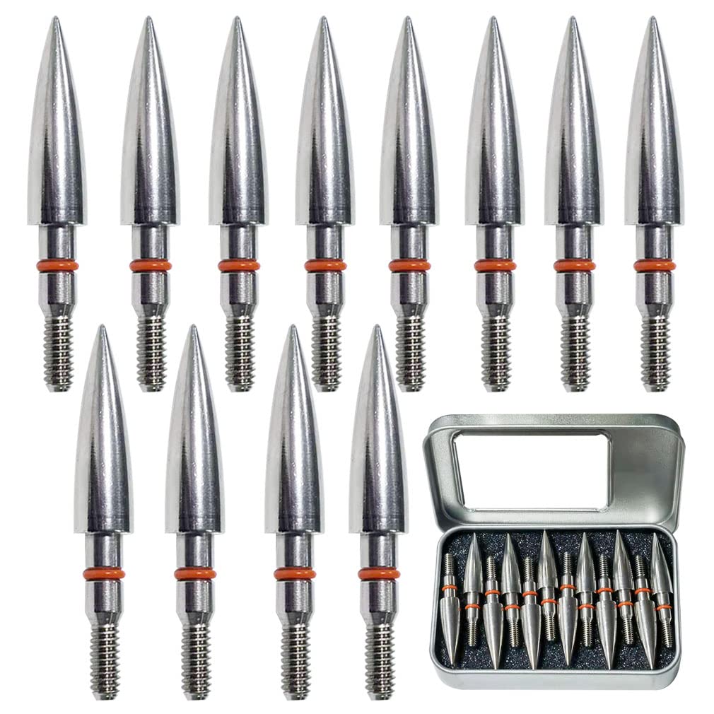 Field Points arrowheads 125 Grains Archery Field Points, 5/16" Stainless Steel Screw in Archery Field Tips and Broadheads (1 Dozen 12 PCS)