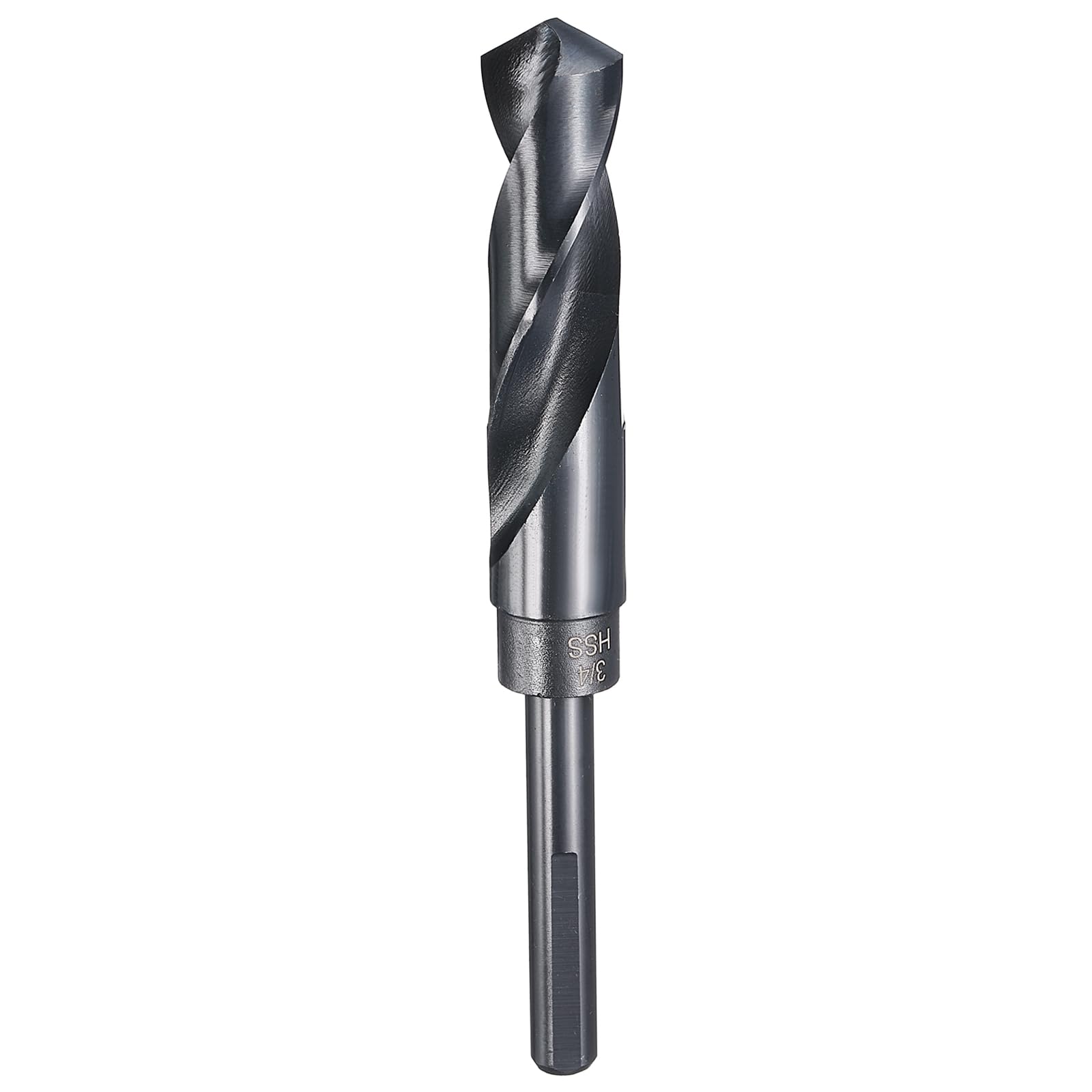 HARFINGTON 3/4" Drill Bit 3/8" Reduced Shank 3-Flat 4241 High Speed Steel Nitriding Black 118° for Soft Materials Wood Plastic Iron Copper Aluminum