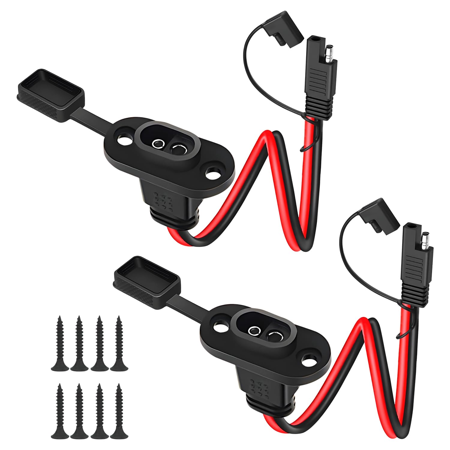 WYTUDTE 2 Pack SAE Quick Connector Harness， 1FT 10AWG SAE Adapter Male Plug to Female Socket Cable, Waterproof SAE Cord for Solar Panel Generator Charger (Square)