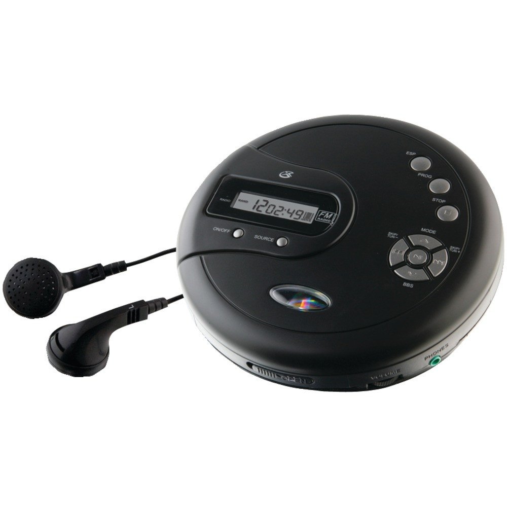 GPX Portable CD Player AntiSkip Protection FM Radio Stereo Earbuds Black
