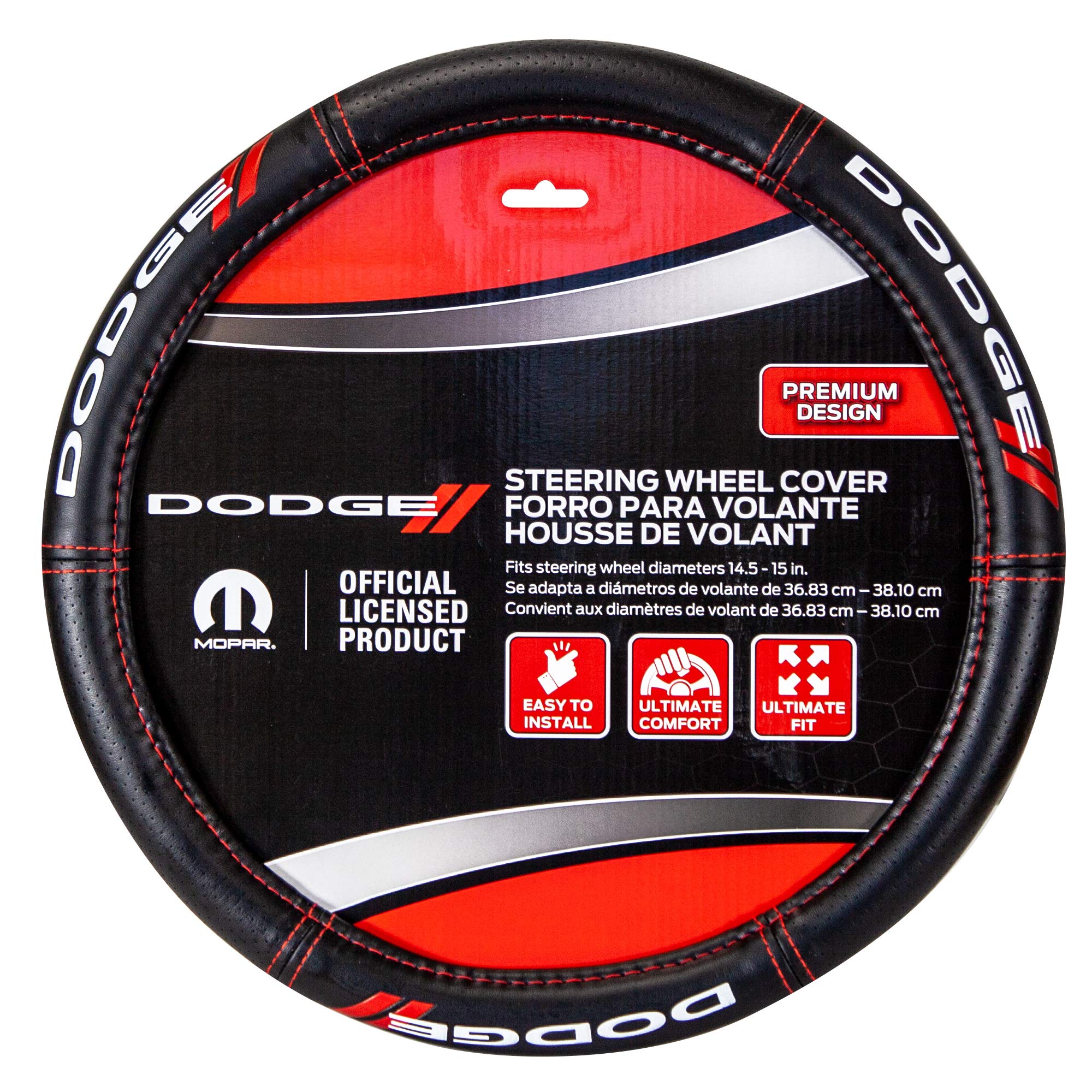 Plasticolor 006694R01 Dodge // Deluxe High Contrast Stitching Steering Wheel Cover