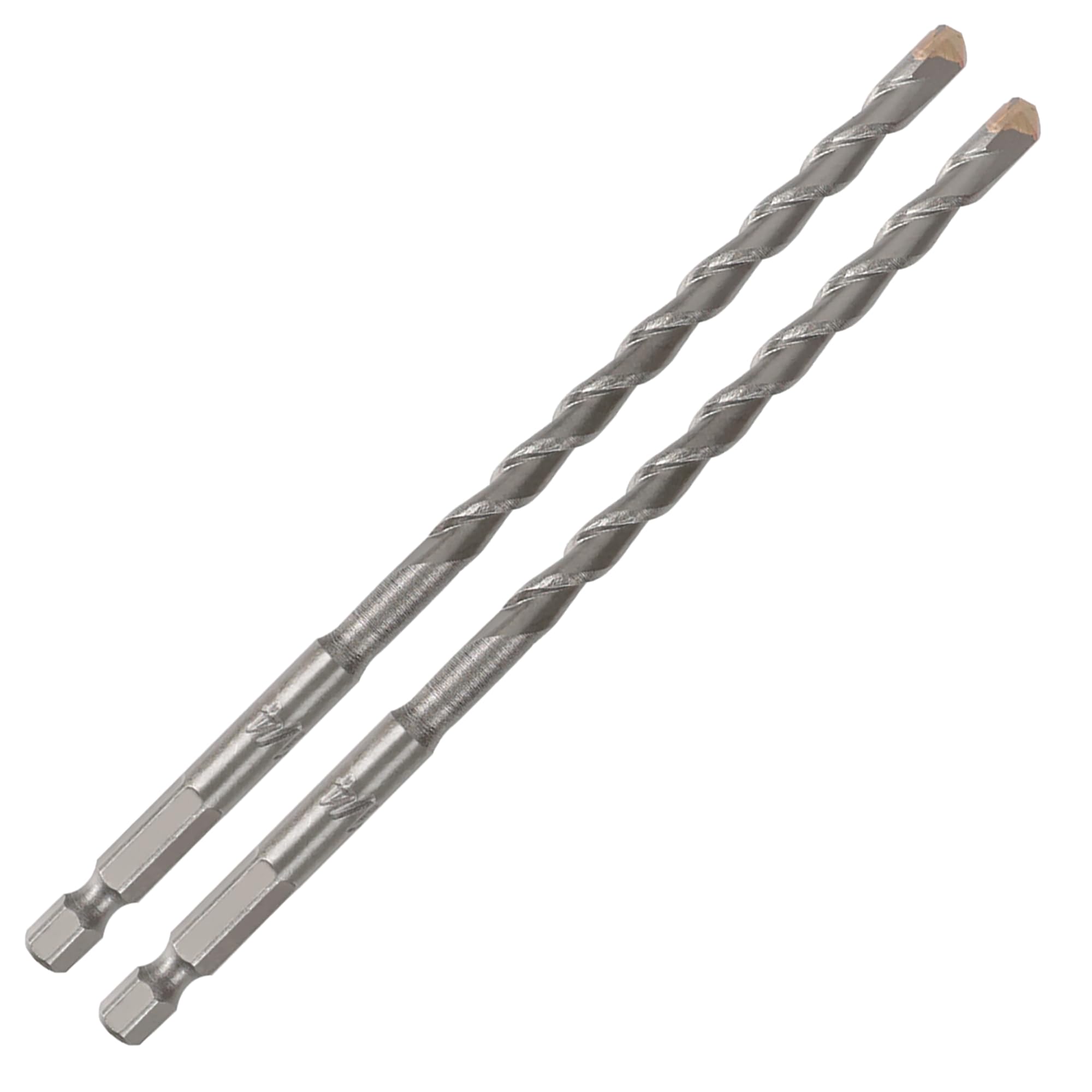 Narwhal 1/4 Inch Masonry Drill Bits (2 Pack - 6" Length Industrial Grade) Carbide Tipped Easily Cuts Through Concrete, Cement, Block, Stone, & More!