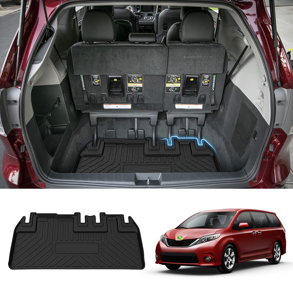 Sienna Cargo Liner - Trunk Mat for Toyota Sienna 2011-2019, All Weather Cargo Mat for Sienna Accessories, Only fit NO Power Folding 3rd Row Seats