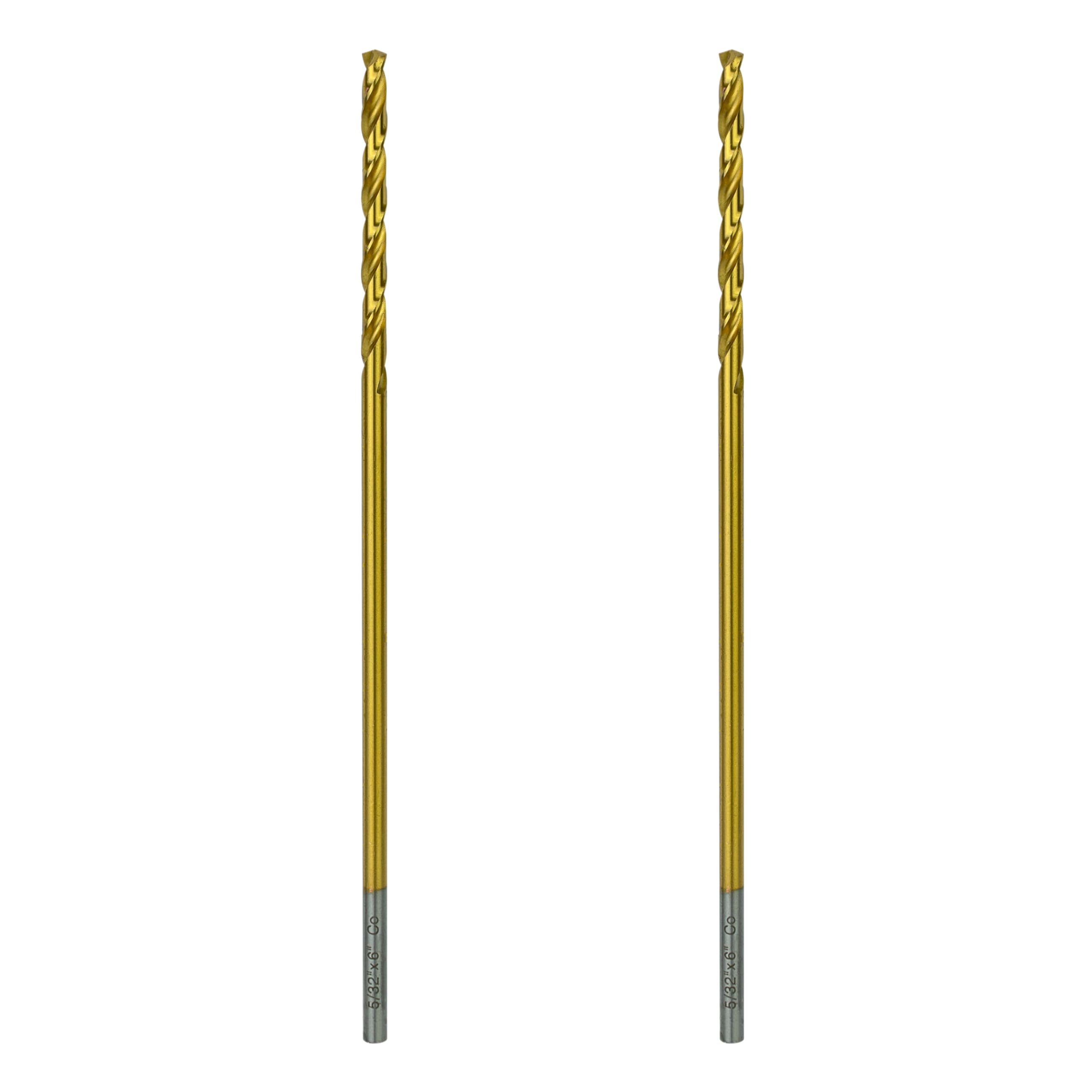 Greycore Tools 5/32 Inch x 6 Inch Cobalt Aircraft Extension Bit – 2 Pack M35 Cobalt Drill Bit, Industrial Titanium Coating – Drill Bits for Steel, Hard Metal, Cast Iron, Wood, Plastic (5/32" x 6")