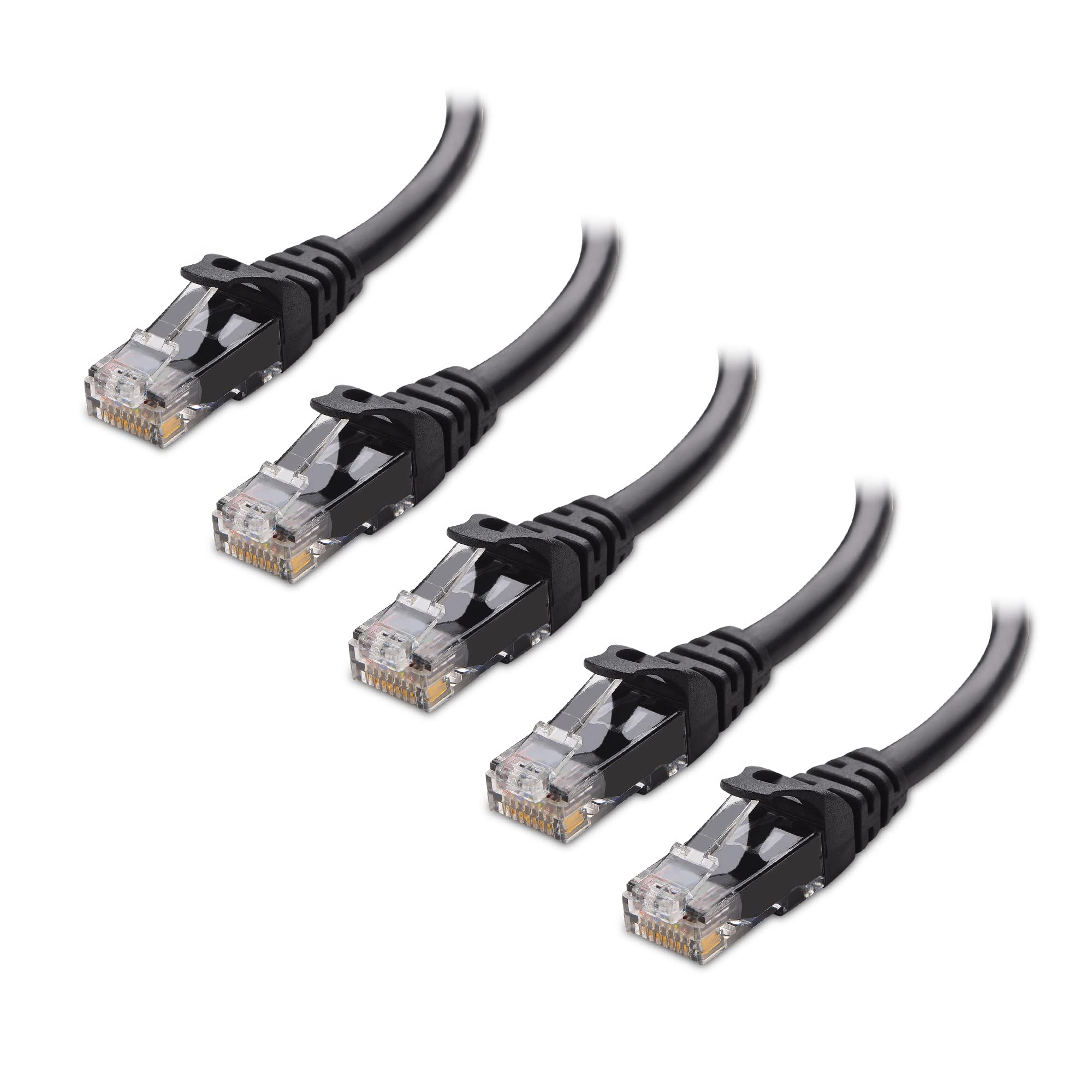 Cable Matters 10Gbps 5-Pack Snagless Cat 6 Ethernet Cable, 6ft, Black