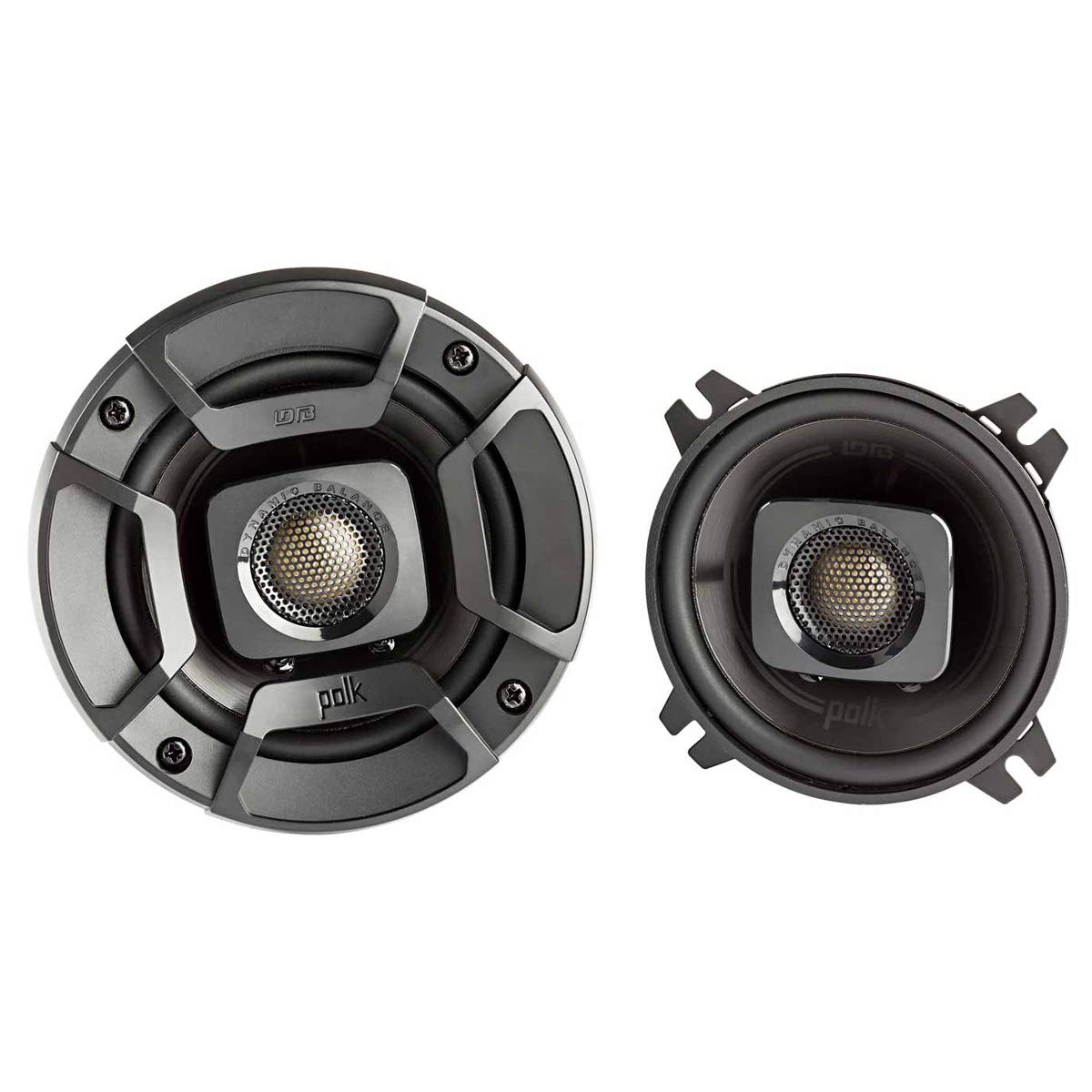Polk Audio DB402 DB+ Series 4 Inch Speakers Car Audio with Marine Certification, Car Coaxial Speakers, Black
