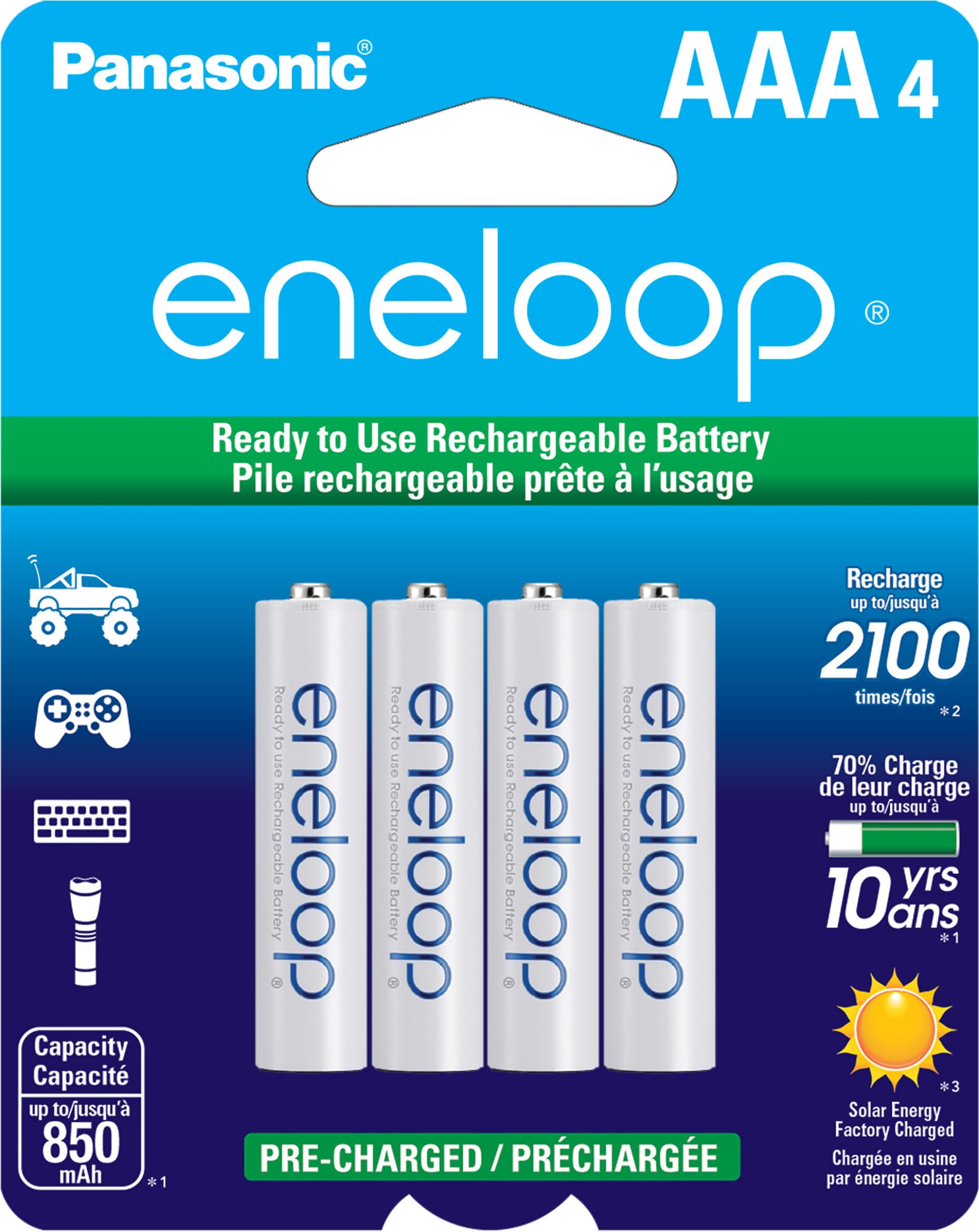 Panasonic BK4MCCA4BA Eneloop AAA Rechargable (4-Pack)