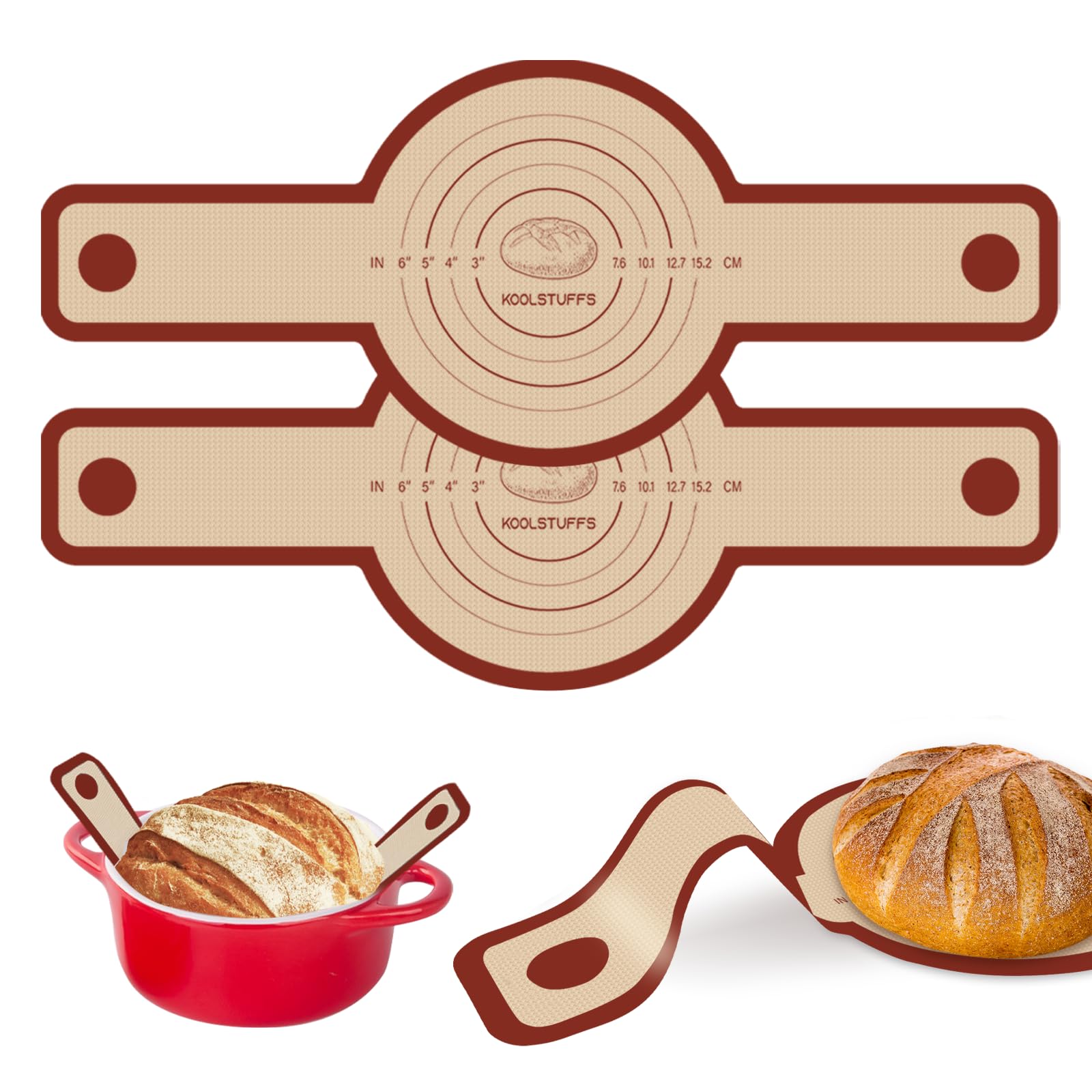 Silicone Bread Sling for Dutch Oven, 2-Pack Non-Stick Reusable Baking Mat with Heat-Resistant Handles, Easy Sourdough Transfer, Ideal for Home Baking, Oven Use, Kitchen Beginners