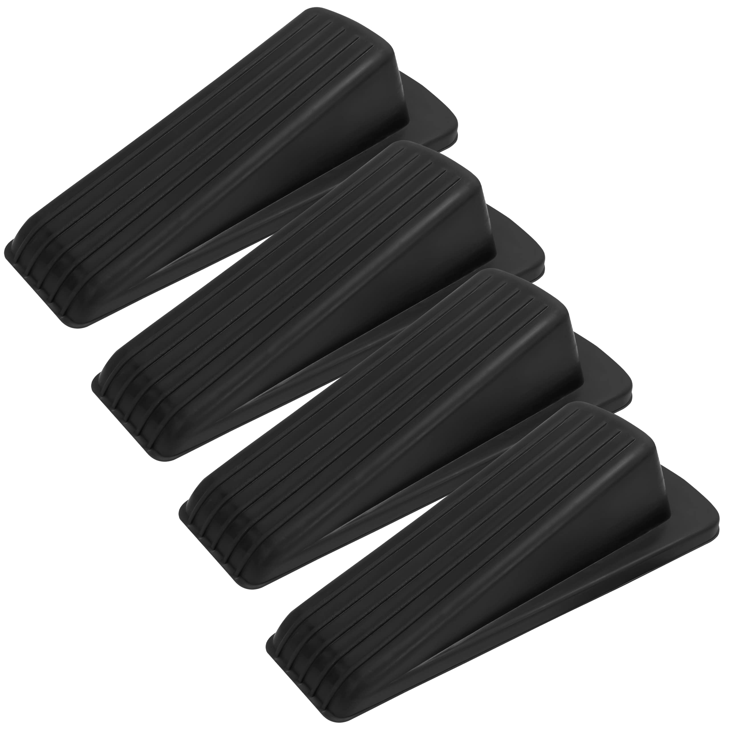S&T INC. Heavy Duty Rubber Door Stopper for Residential and Commercial Use, Black, 4.8 in. x 2.2 in. x 1.3 in., 4 Pack