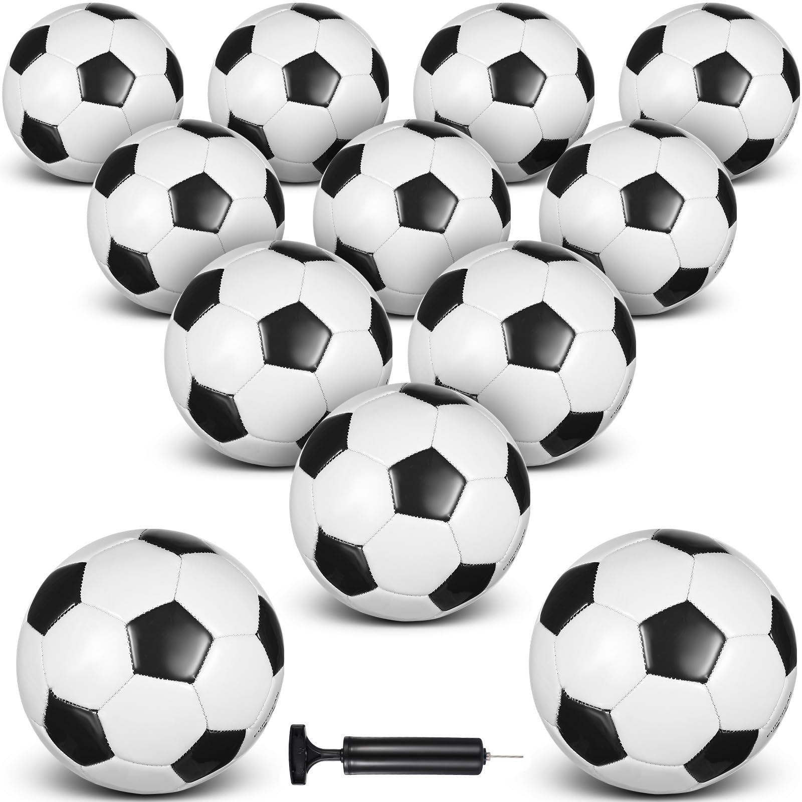HyDren 12 Packs Soccer Ball with Pump Official Size Soccer Ball for Indoor Outside Training Practice Sport Gift Charity Donation Back to School(Size 5,Black, White)