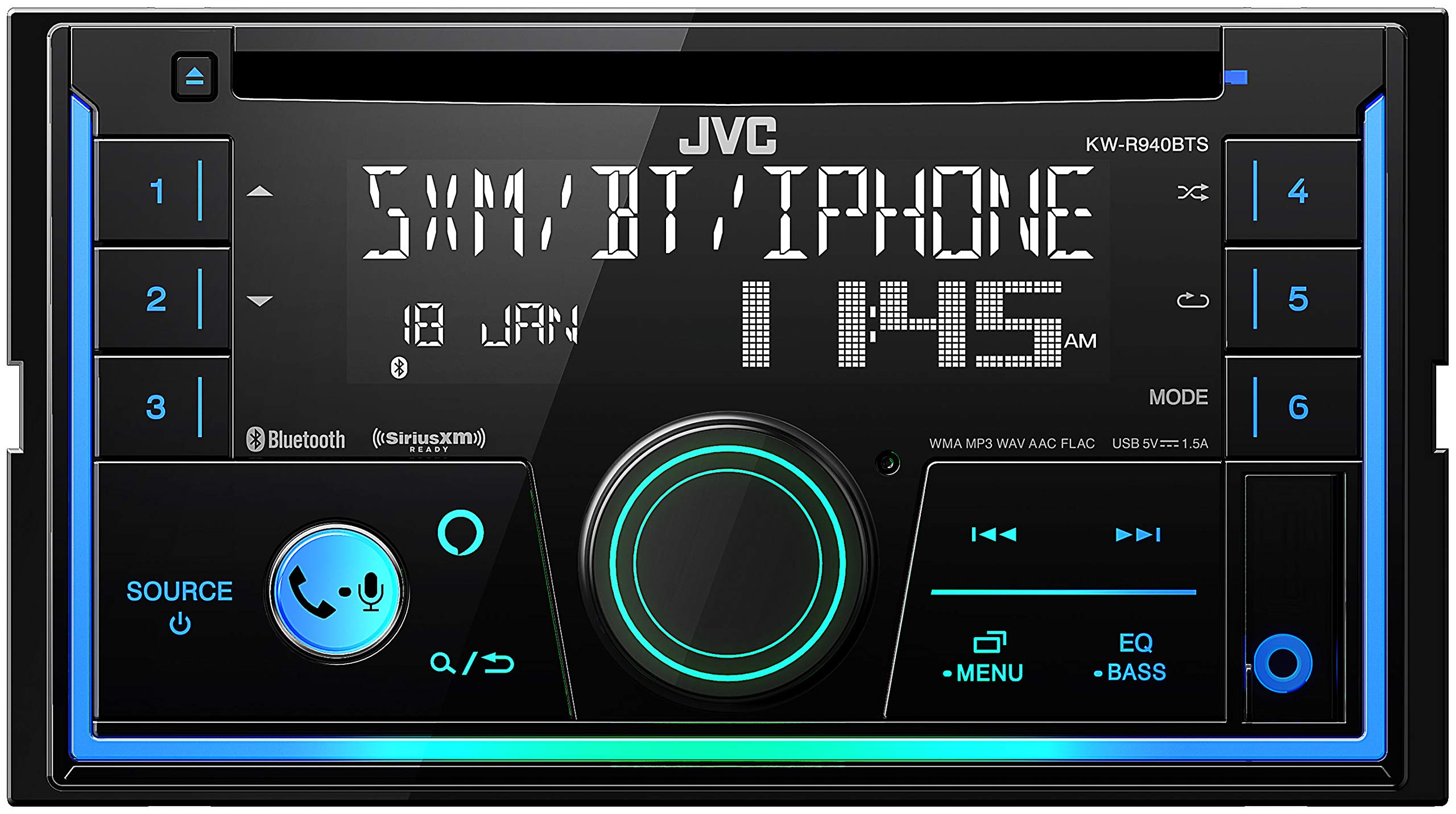 JVC KWR940BTS D.Din Cd Player Am/Fm/Bt/Sat Ready Usb/3.5 Input