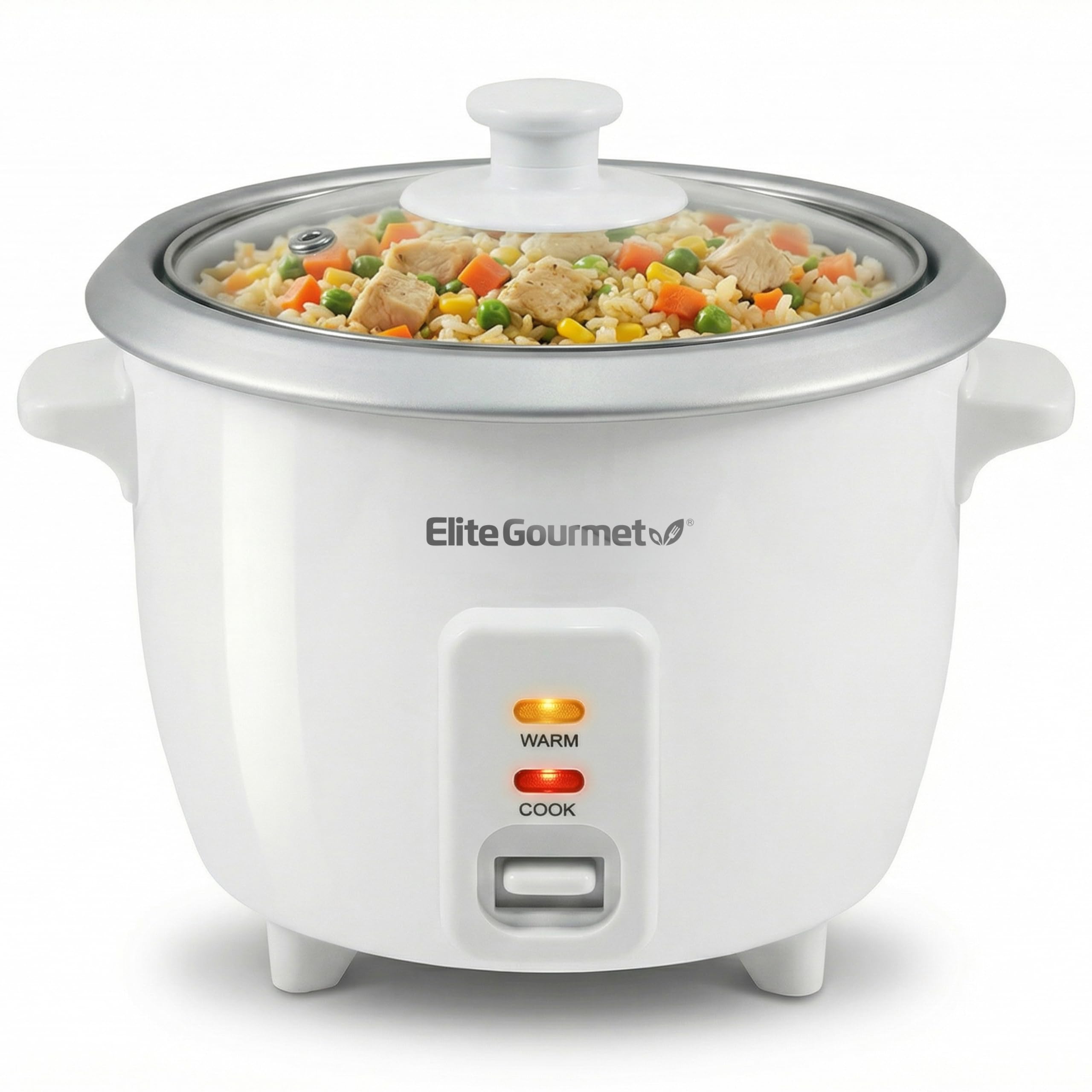 Elite Gourmet ERC-003X Rice Cooker, Keep Warm, White, 6 Cups Cooked