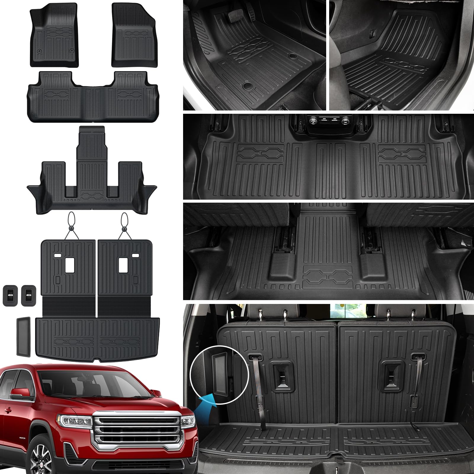 JOULARISE Floor Mats for GMC Acadia 2017-2023 6 Seats w/Captain Chair