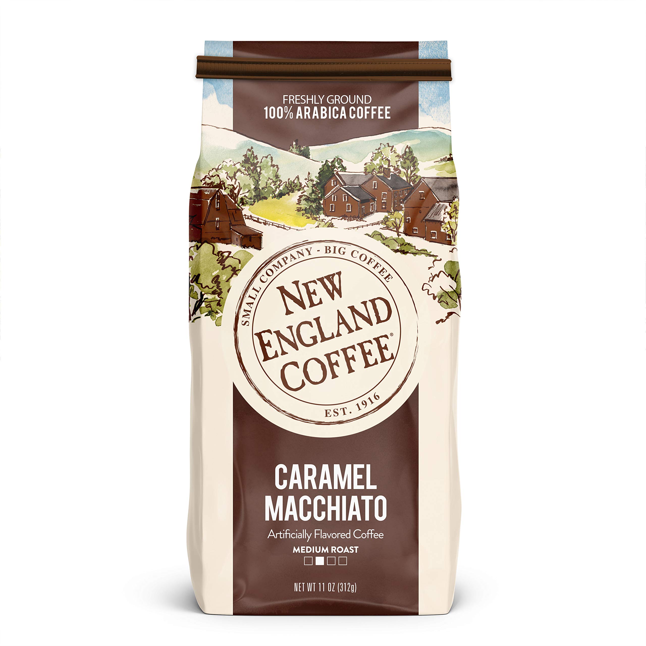 New England Coffee Caramel Macchiato Ground Coffee 11oz (Pack of 1)
