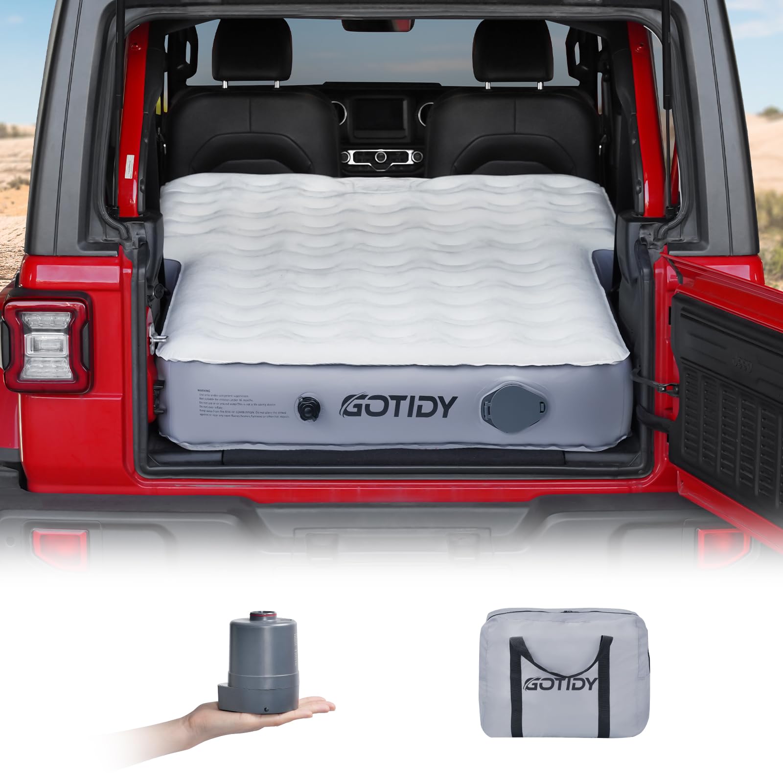 GOTIDY Jeep Mattress with Wireless Air Pump, 10inch SUV Air Mattress Camping Bed for Jeep Wrangler JK JKU JL JLU Unlimited 4 Door Ford Bronco Subaru Forester