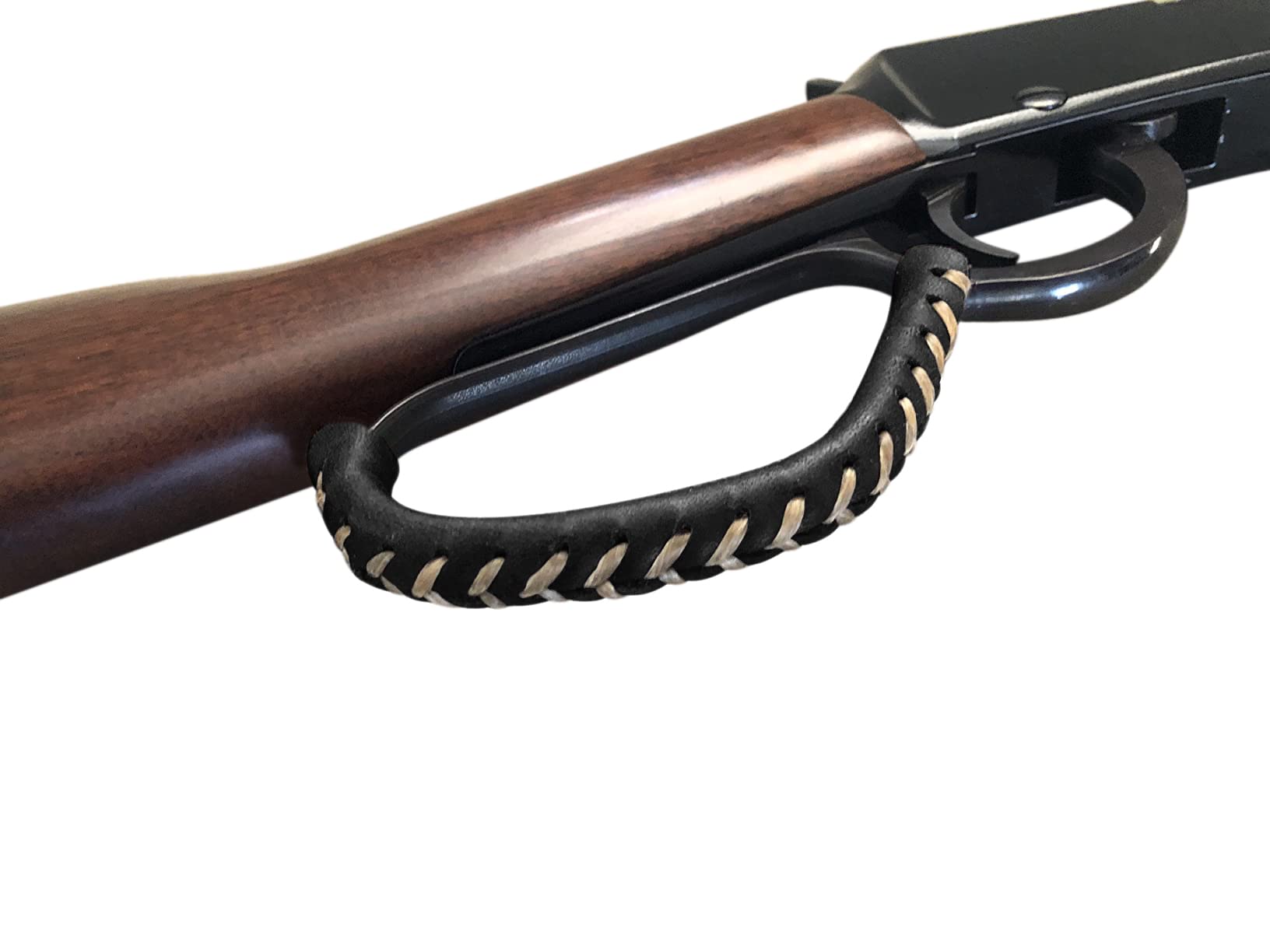 WAYNE'S DOG Leather Lever Wrap for Lever Action, Handcrafted (6-inch, Black/Black-Thicker)