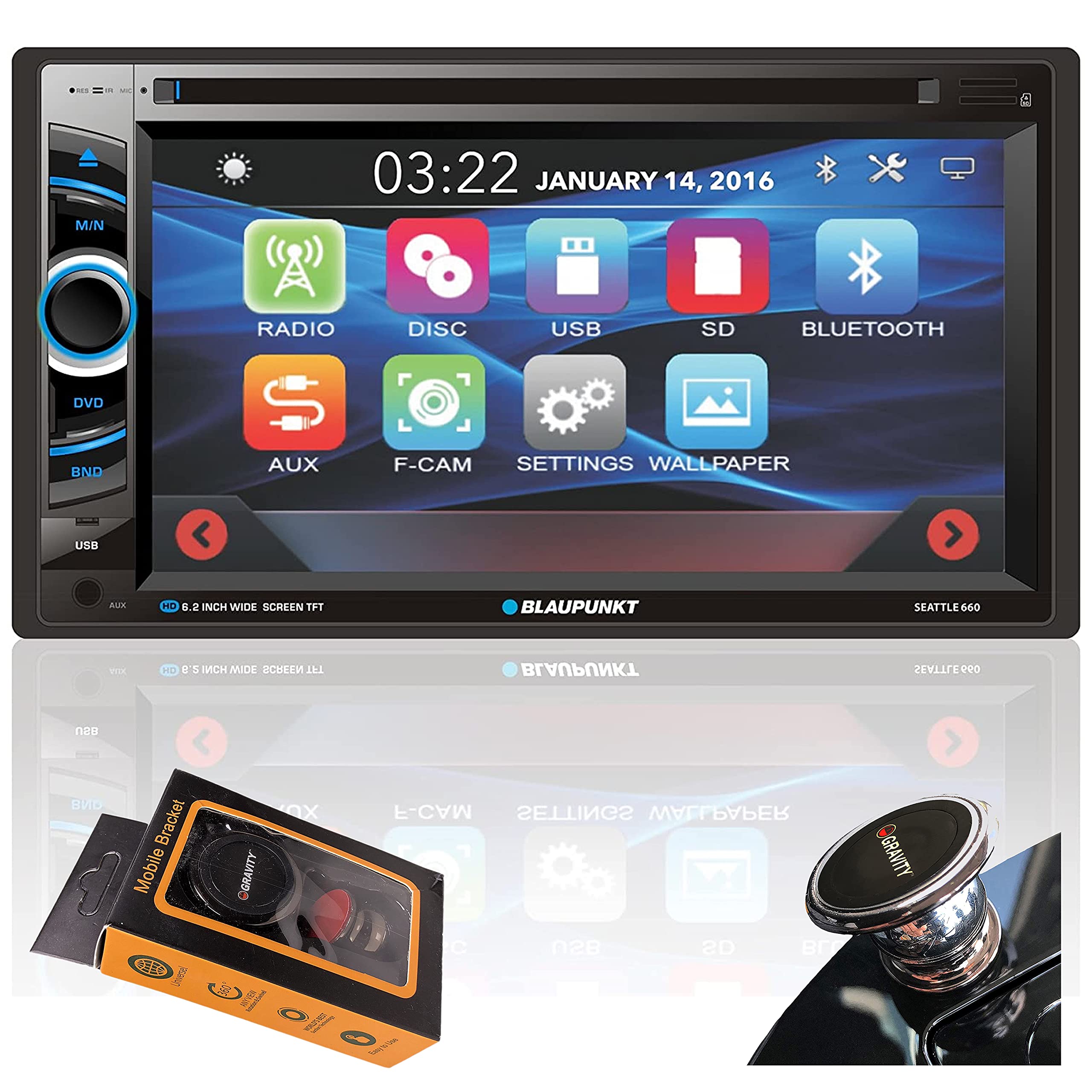 Blaupunkt SEATTLE660 6.2 Double DIN Fixed Face Touchscreen DVD Receiver