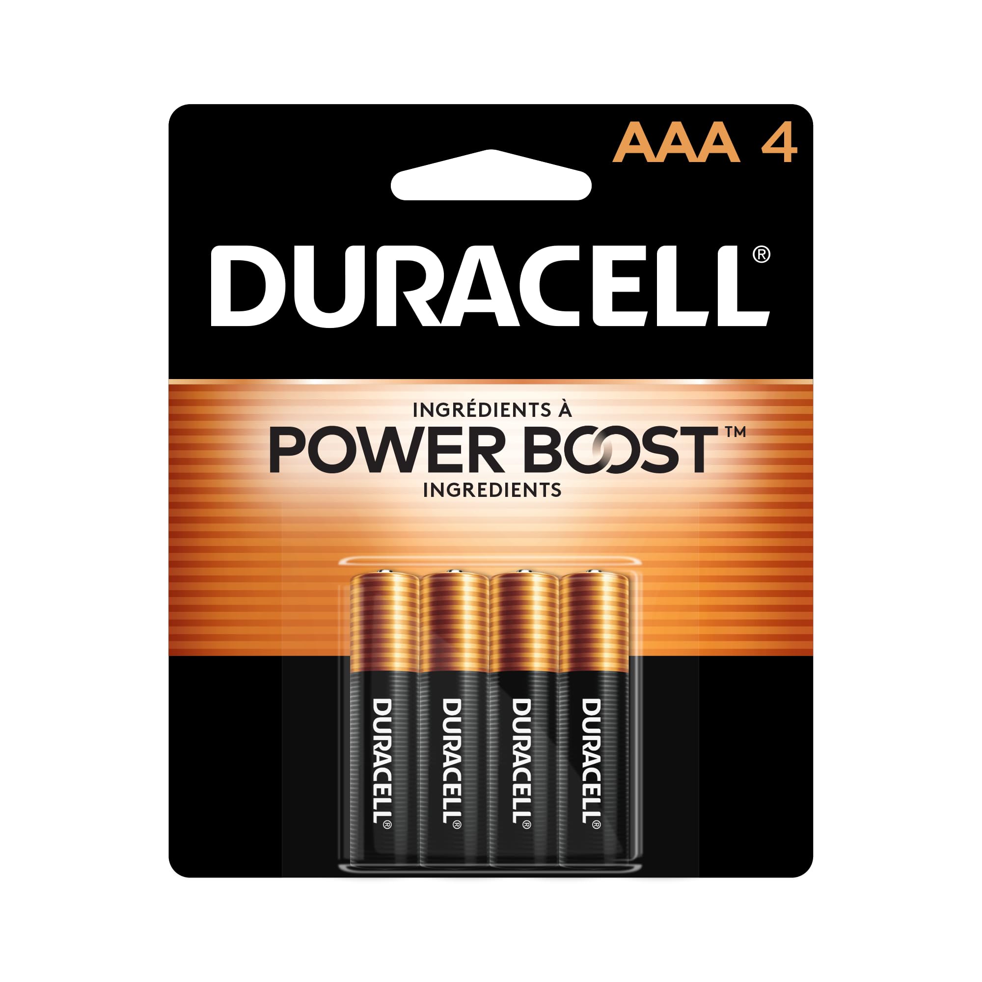 Duracell Coppertop AAA Batteries, 4 Count, 12-Year Shelf Life, Long-lasting