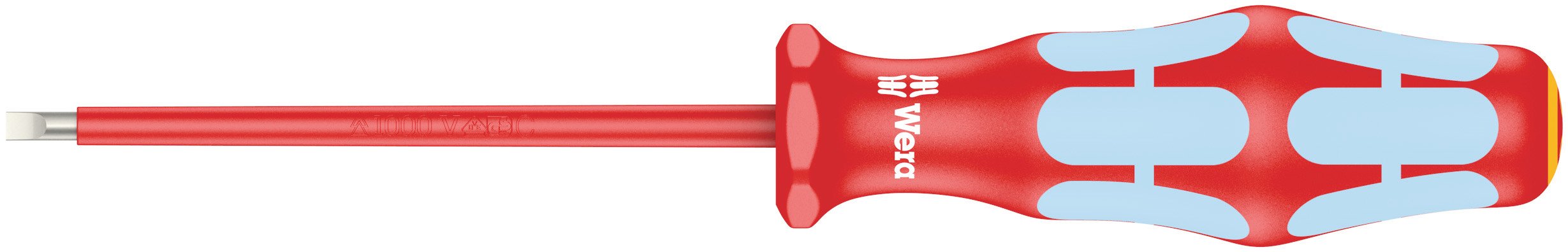 Wera 05022729001 Kraftform Stainless VDE 3160i Stainless Steel Slotted Screwdriver, Lasertip, 1/8" Head, 3.19" BladeLength