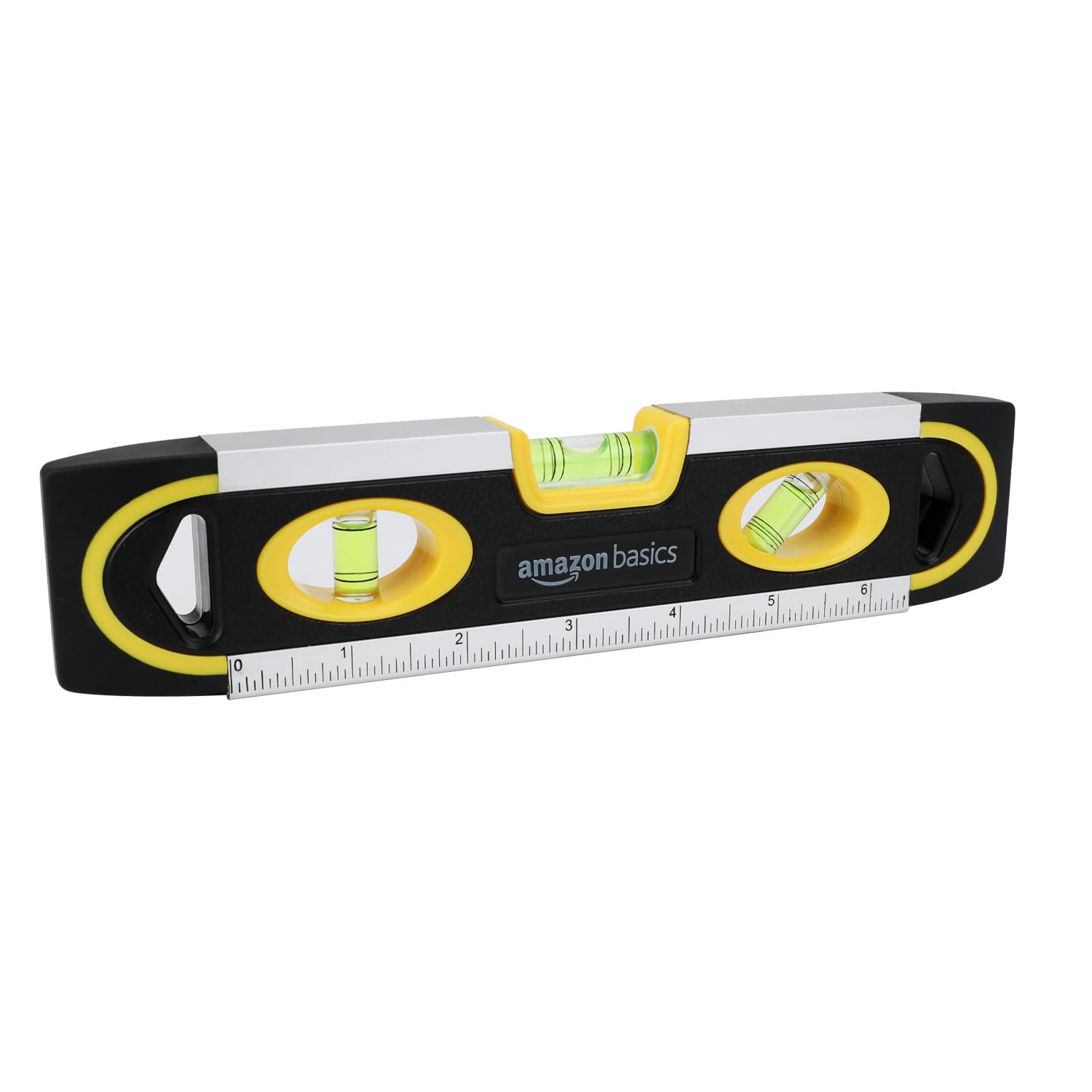 Amazon Basics 9-Inch Magnetic Torpedo Level and Ruler, Easy to Use, 180/90/45 Degree Bubbles, Lightweight, Black