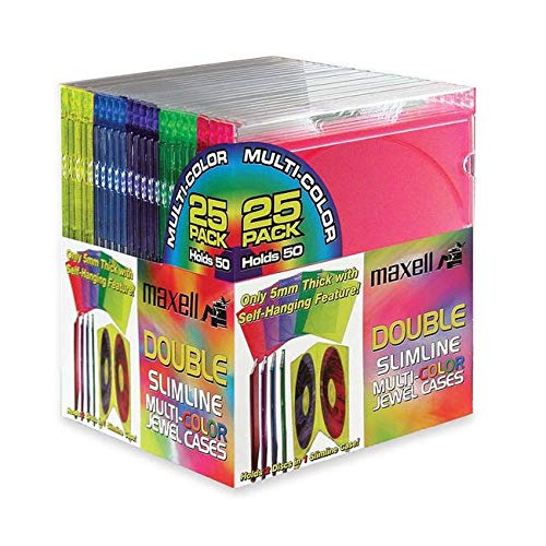 Maxell 190131OD Dual-Disc Jewel Cases, 25 Pack