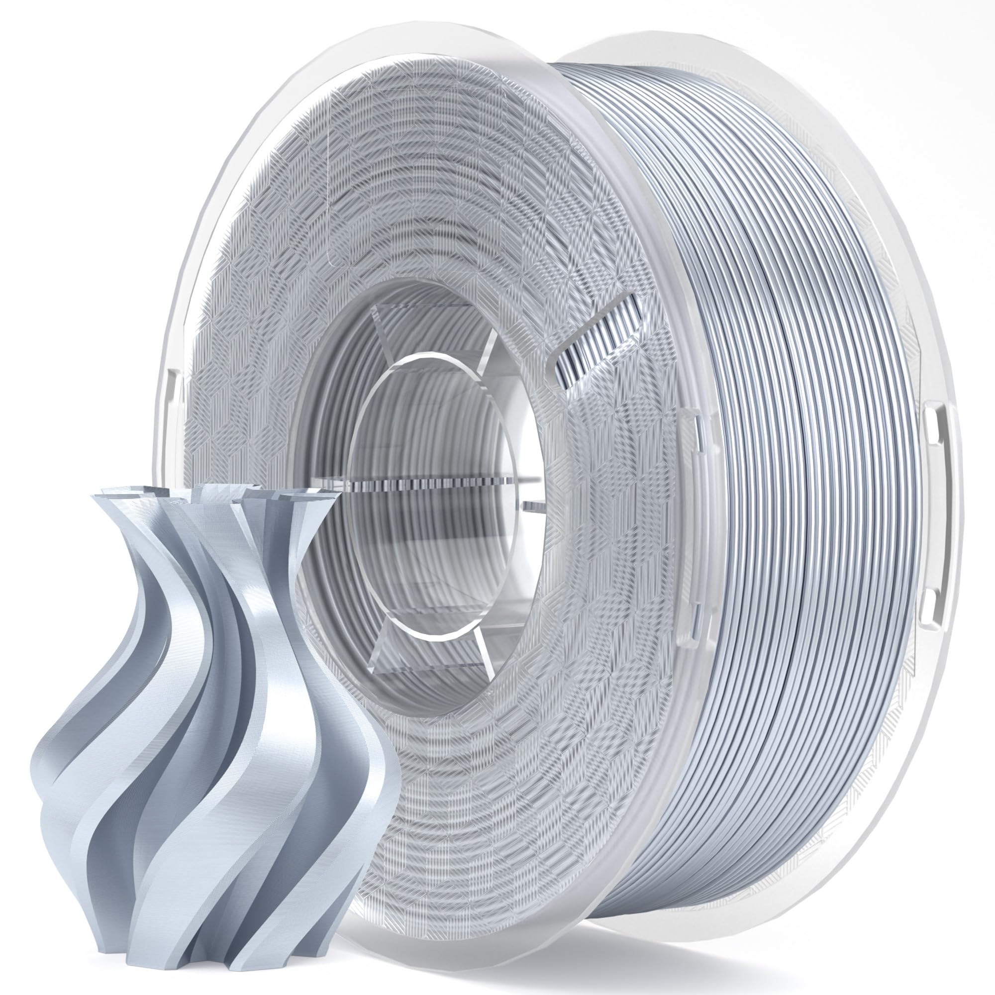 ELEGOO Silk PLA Filament 1.75mm Silver Grey 1KG, 3D Printer Filament Dimensional Accuracy +/- 0.02mm, 1kg Plastic Spool(2.2lbs) 3D Printing Filament Fits for Most FDM 3D Printers