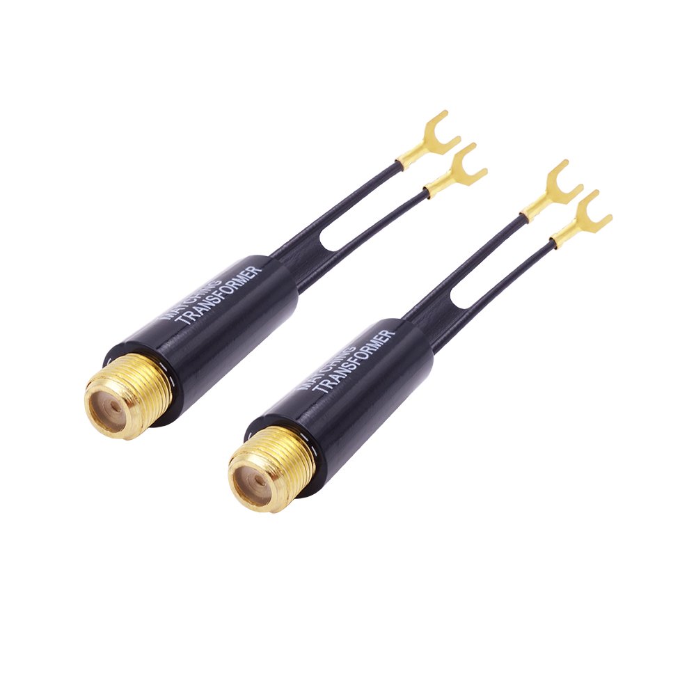 Fancasee 2-Pack Gold Plated 75 Ohm to 300 Ohm UHF/VHF/FM Matching Transformer Converter Adapter with F Type Female Plug Jack Coax Coaxial Connector for TV Satellite Aerial FM AM Antenna