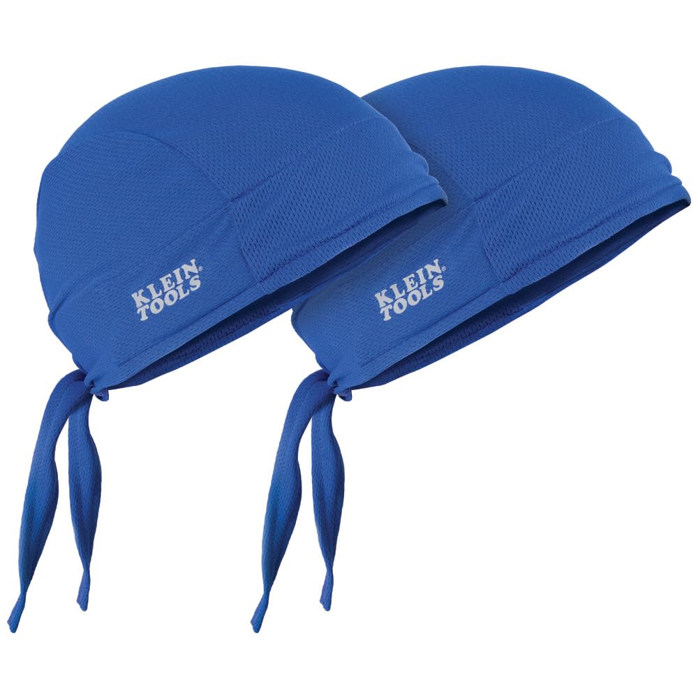 Klein Tools 60180 Cooling Bandana, Adjustable Sweat Wicking Skull Cap can be Worn Under Helmet, 2-Pack