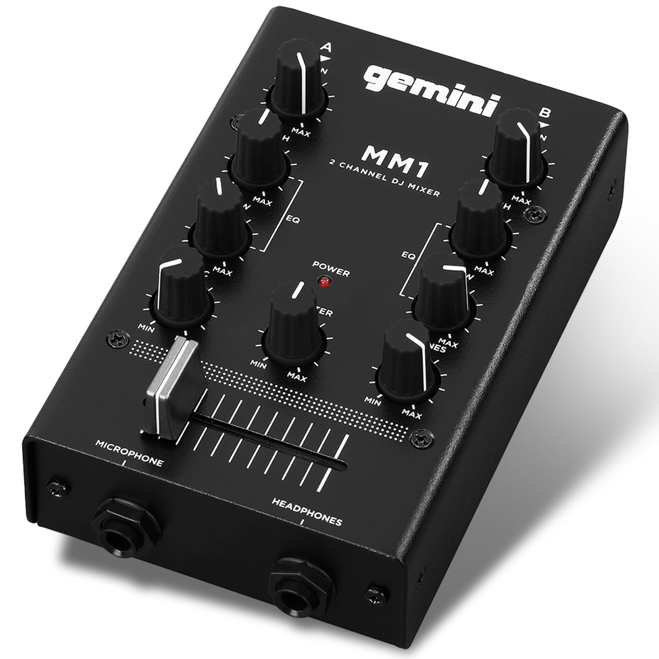 Gemini MM1 2-Channel Analog Mini DJ Audio Mixer
