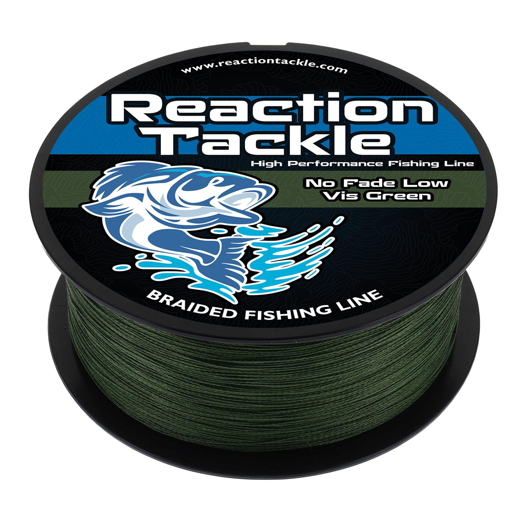 Reaction Tackle Braided Fishing Line - Pro Grade Power Performance for Saltwater or Freshwater Fish - Colored Fishing Line Braid for Extra Visibility - Low Vis Green (No Fade) 10 Lb (300 Yards)