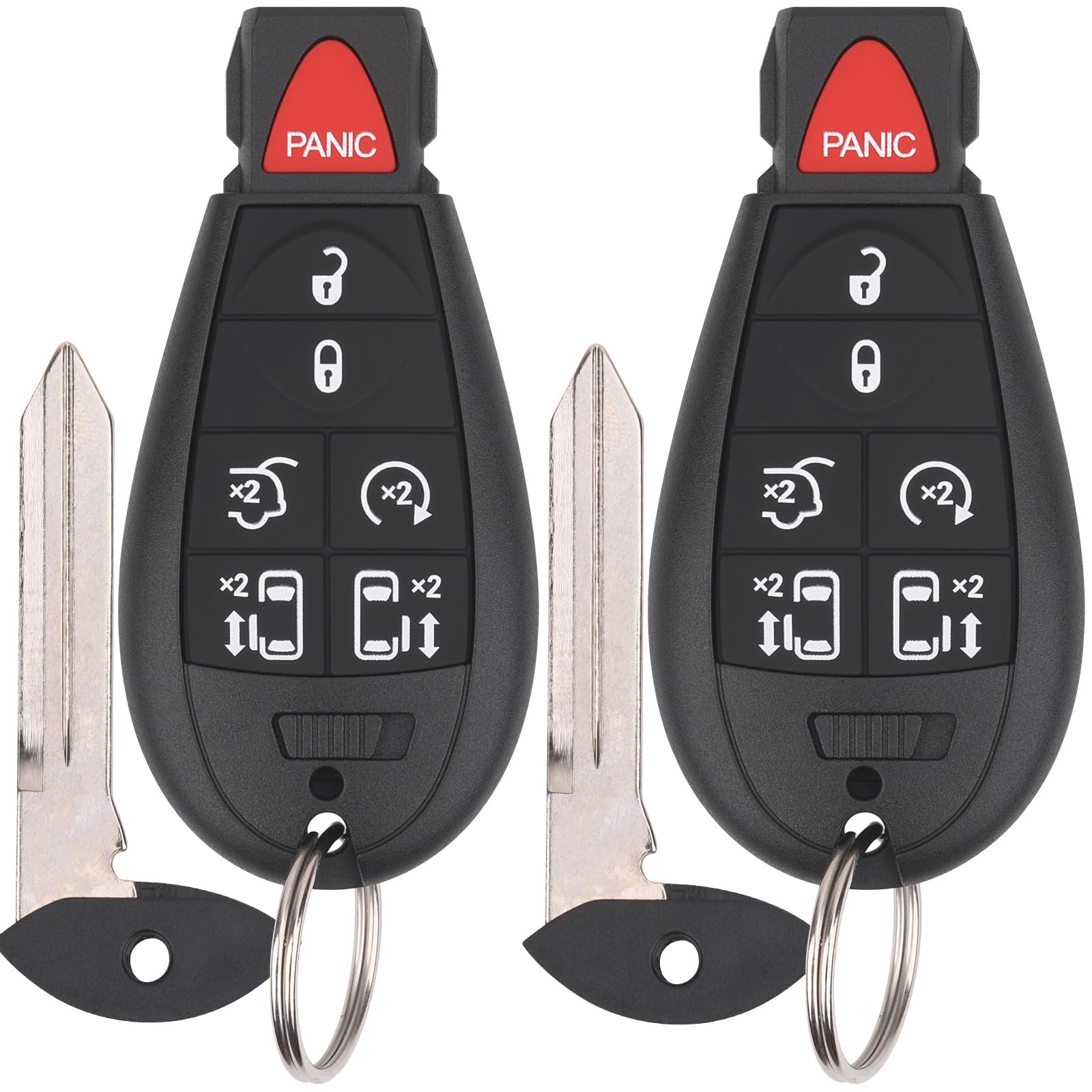 Vurkcy Key Fob Entry Remote Control Key Compatible with 2008-2016 Chrysler Town and Country, 2008-2020 Dodge Grand Caravan, Replacement for M3N5WY783X IYZ-C01C, 7 Button (Pack of 2)