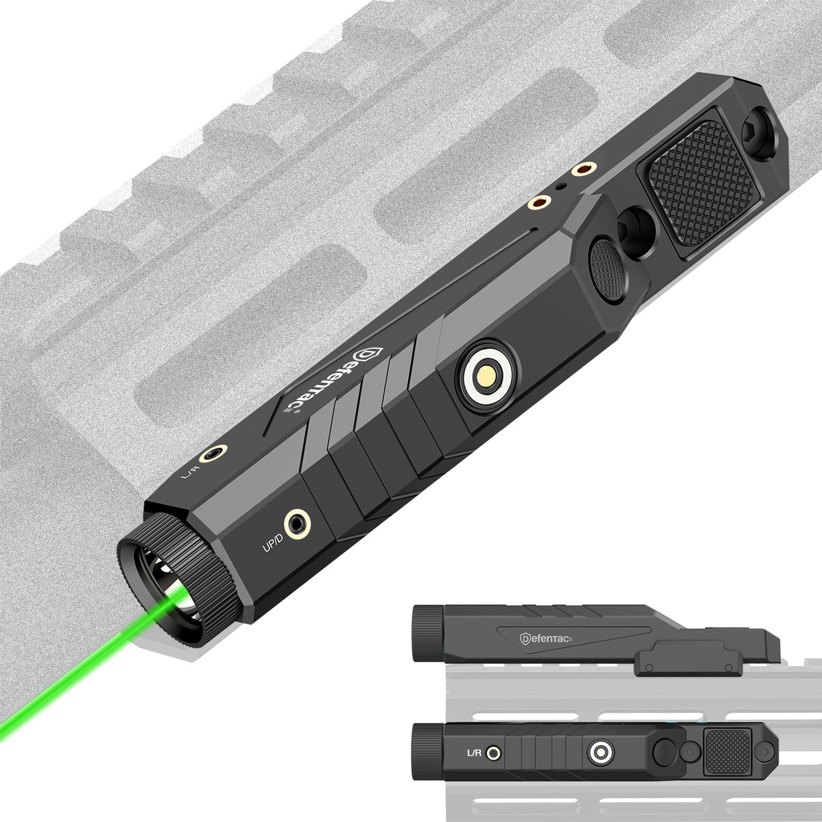 DEFENTAC 1600 Lumens Green Laser Light Combo Compatible with M-Lok/Picatinny for Rifle, Weapon Light with with Momentary Strobe, Rechargeable