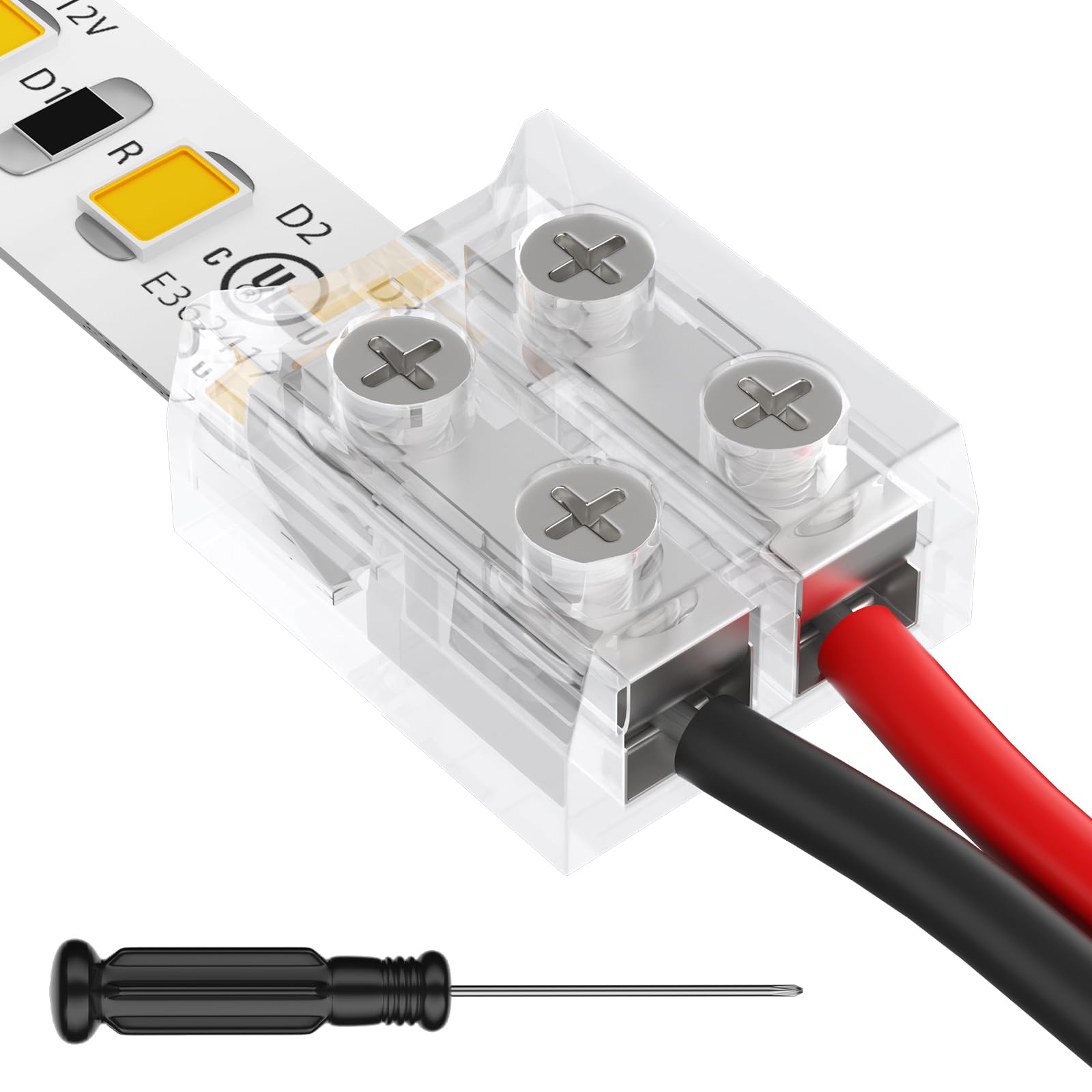 HitLights 2 Pin 10mm LED Connector Solderless 12 Pack for LED Light Strips