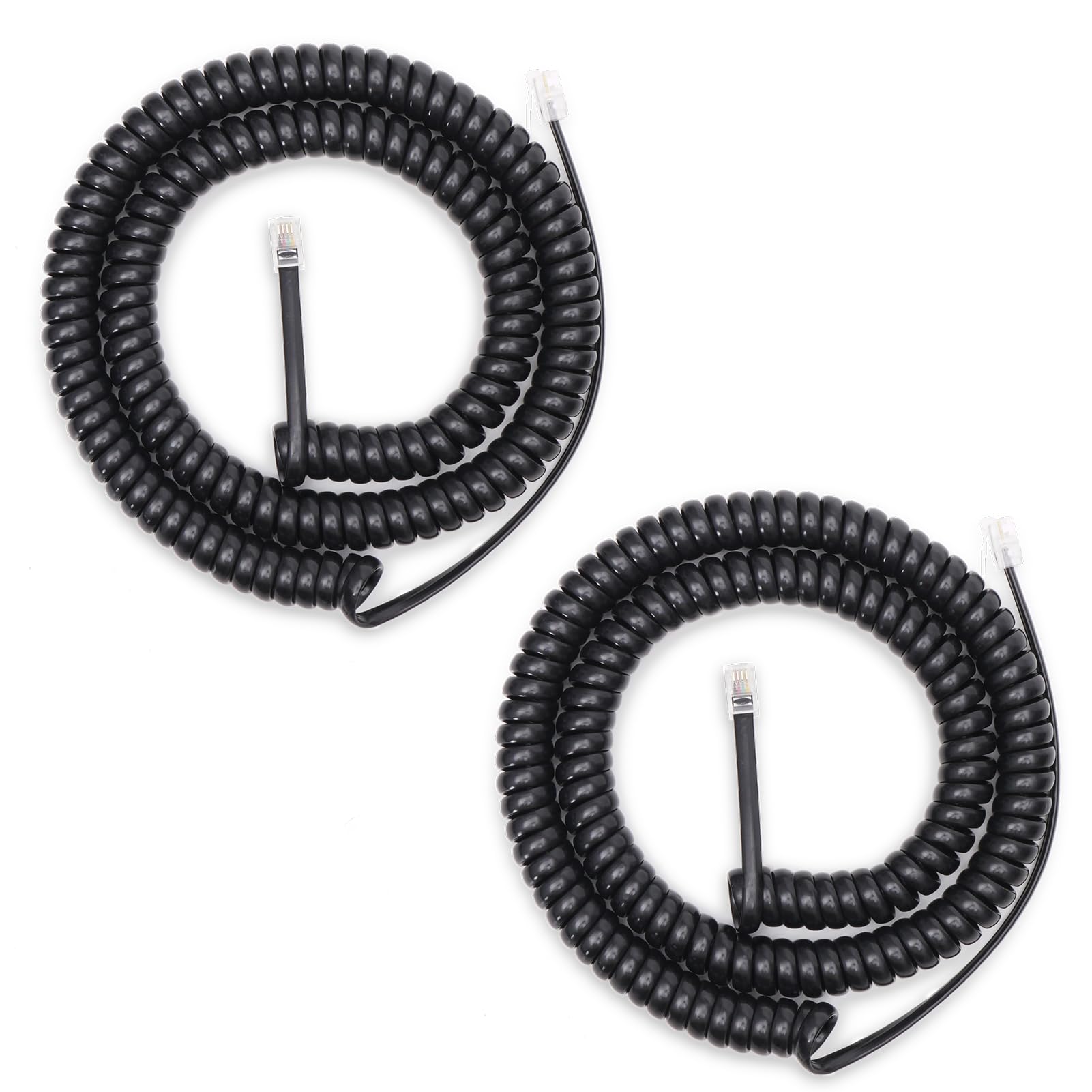 16FT Uncoiled RJ9 Handset Cord, 2FT Coiled Long Phone Cable for Landline