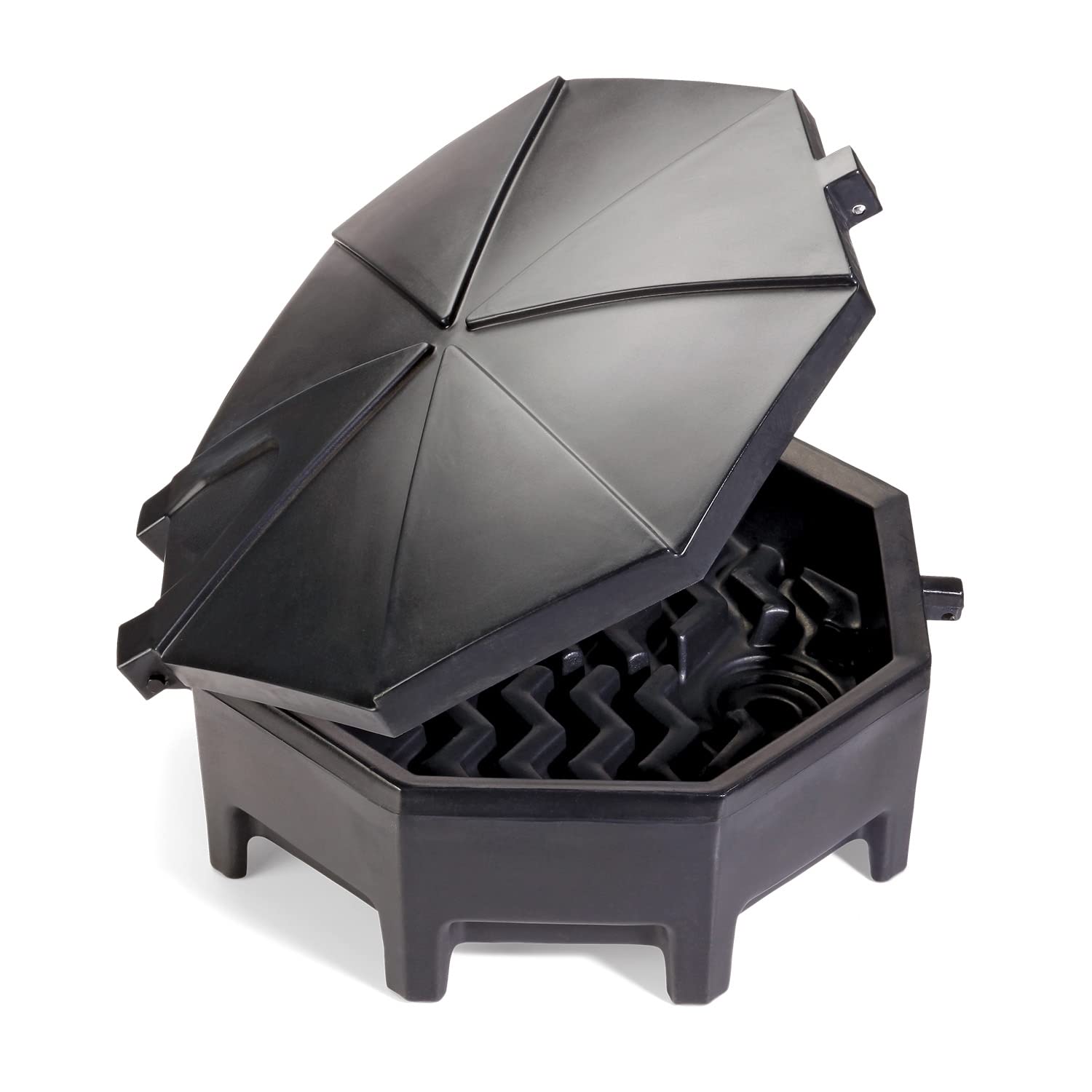 PIG Drum Funnel | Universal Poly Drum Funnel with Hinged Lid | for 55 gal. Plastic or Steel Tight-Head Drums | Black | DRM672-BK