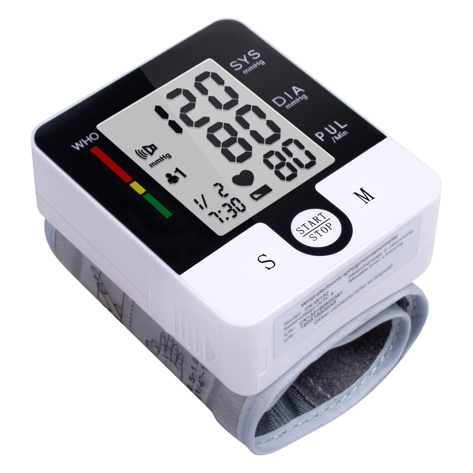 Wrist Blood Pressure Monitor for Home Use, Automatic Talking Wrist Blood Pressure Cuff, Adjustable BP Cuff for Adult Digital Large LCD Display with Battery and Carrying Case
