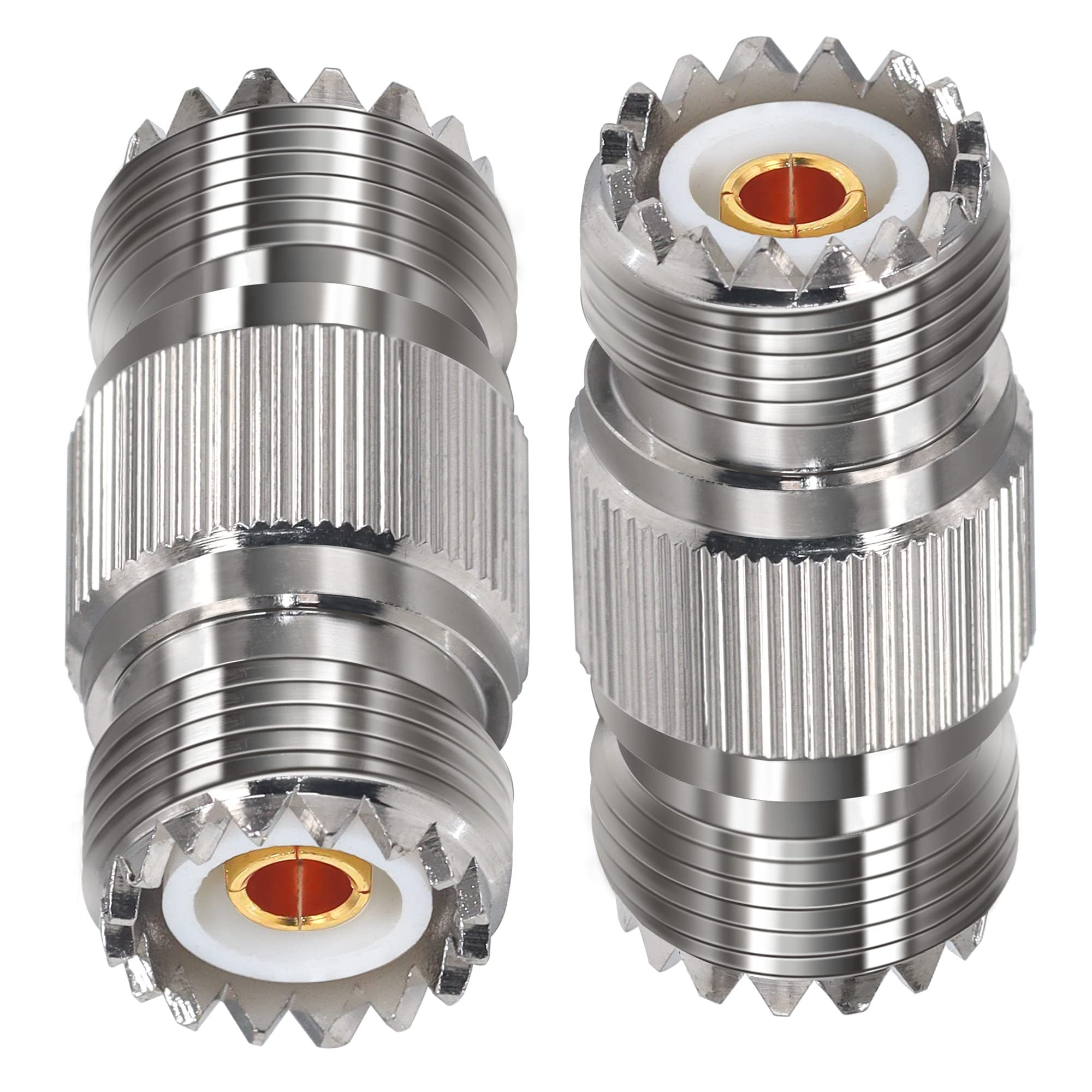 TUOLNK 2PCS SO239 Coax Connector UHF Female Coupler Gender Changers, PL259 Female to Female Barrel Coaxial Adapter Accessories for CB Radio, Antenna Cable