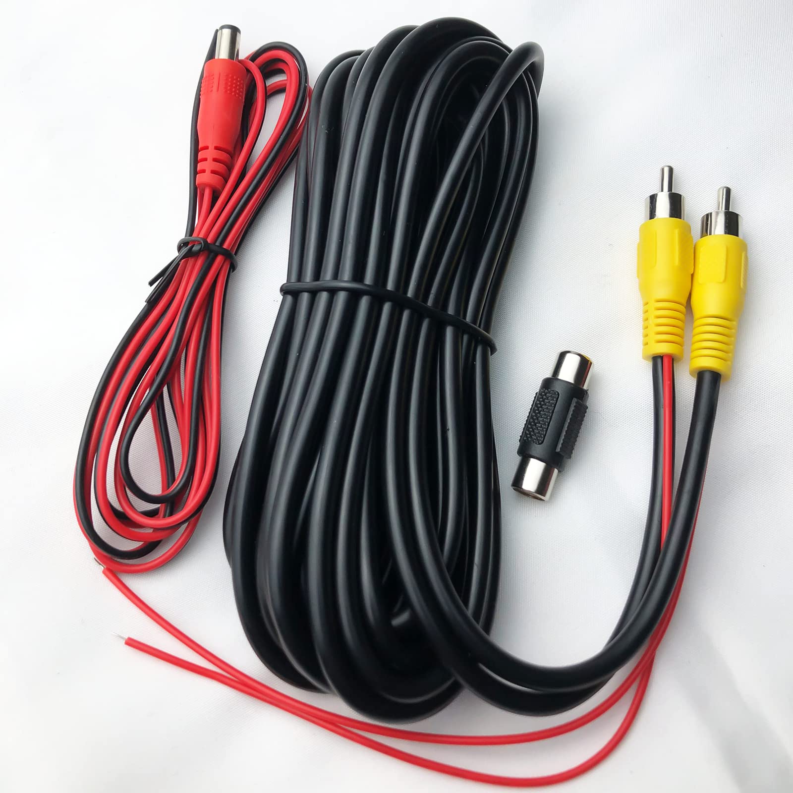 Collyon Upgraded Version Thickened 20FT Backup Camera RCA Video Cable,RCA Male to Male Plug Car Rear View Parking Backup Camera Video Audio Extension Cable with Detection Trigger Wire