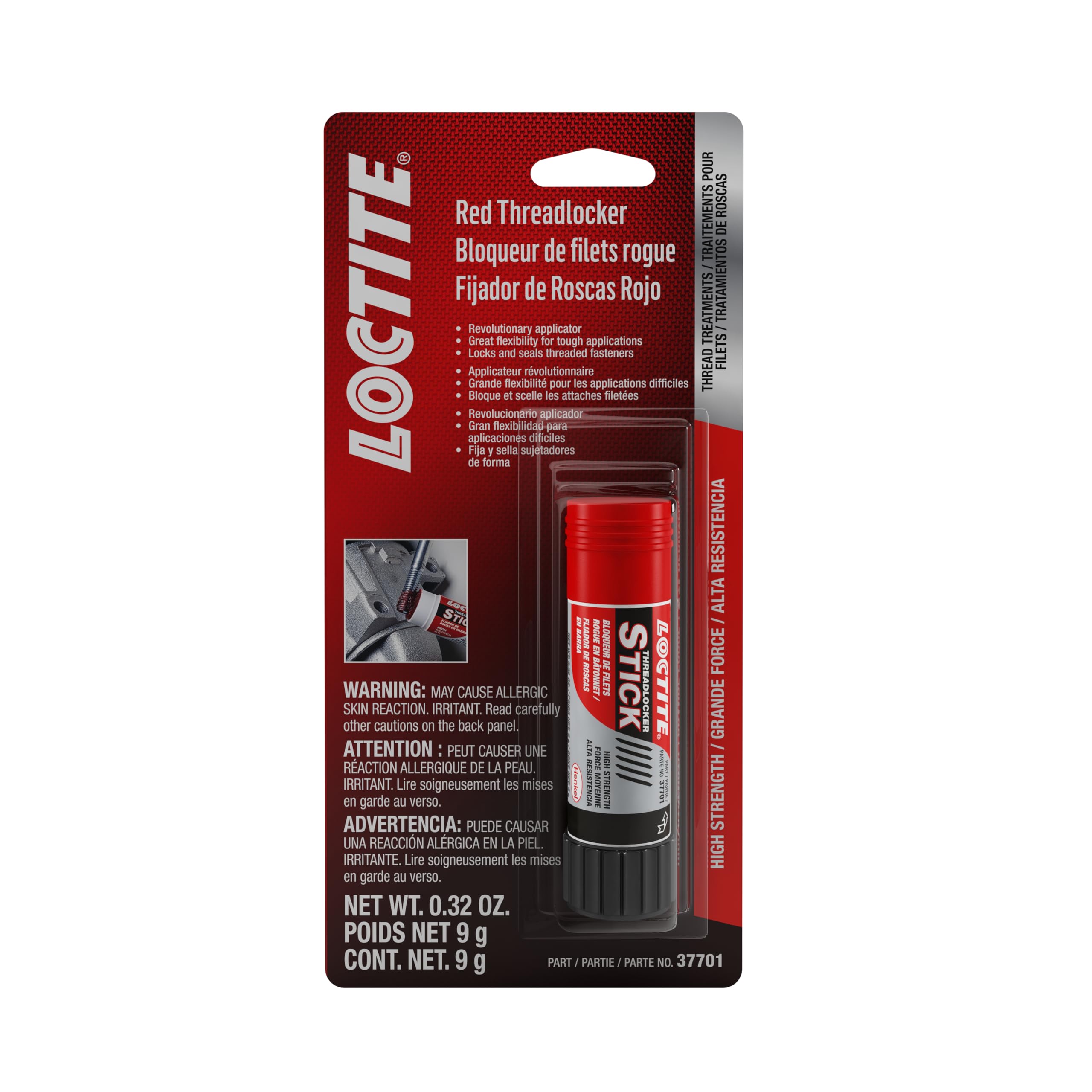 Loctite 37701 Red High Strength Threadlocker Stick - 9 g