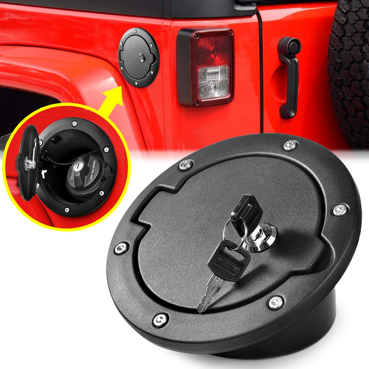 Fuel Filler Door Locking Gas Cap Cover for Jeep Wrangler JK Accessories