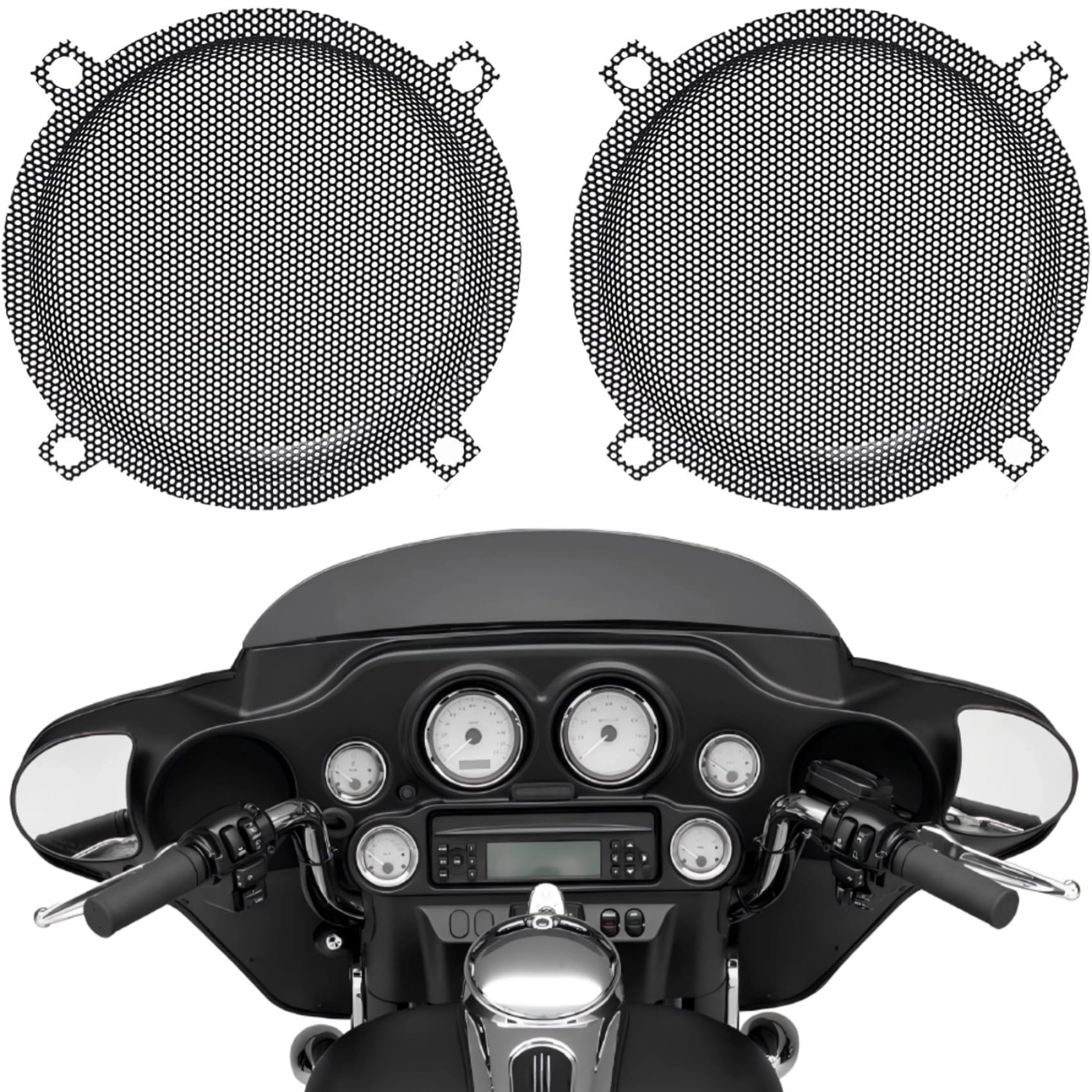 AC-MTORC 1996-2013 5.25" Batwing Fairing Mesh Speaker Grills Cover for Harley Touring Electra Glide Street Glide Trike Tri Glide Ultra Limited