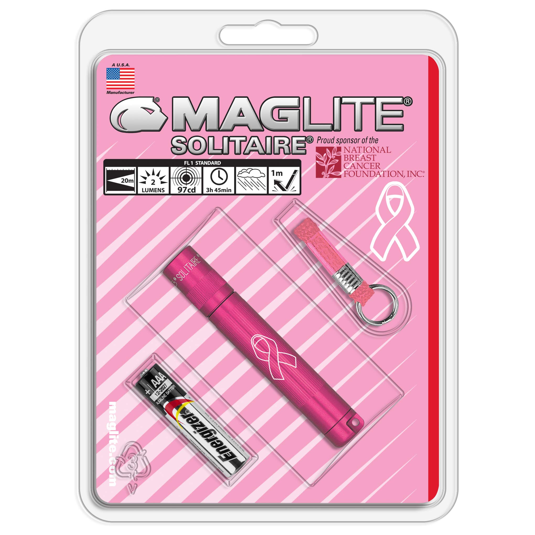 MAGLITE K3AMW6 SOLITAIRE AAA NBCF Pink Blister Pack
