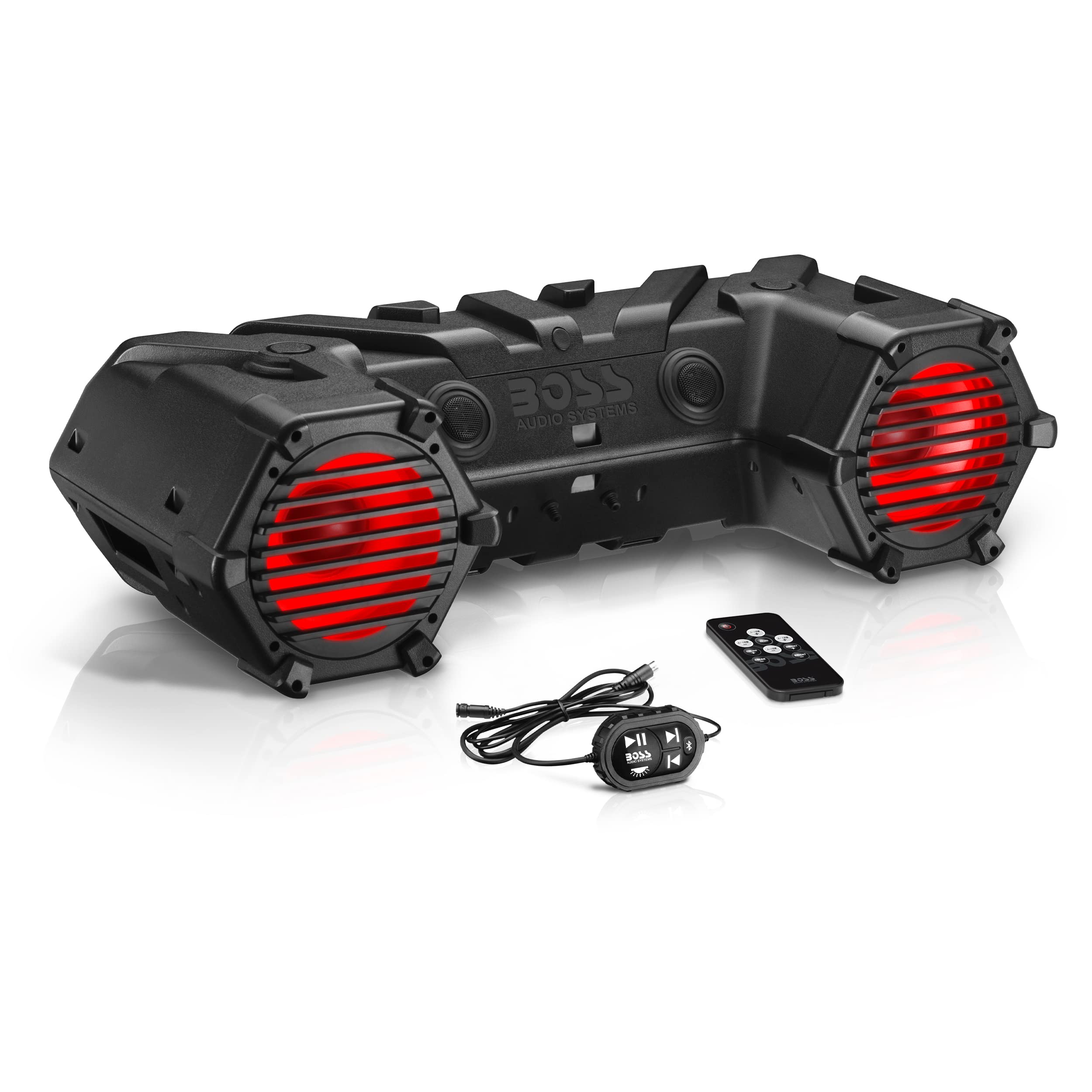 Boss ATV95LRGB Amplified Bluetooth 8" Marine Speaker RGB Lighting &LED Light Bar