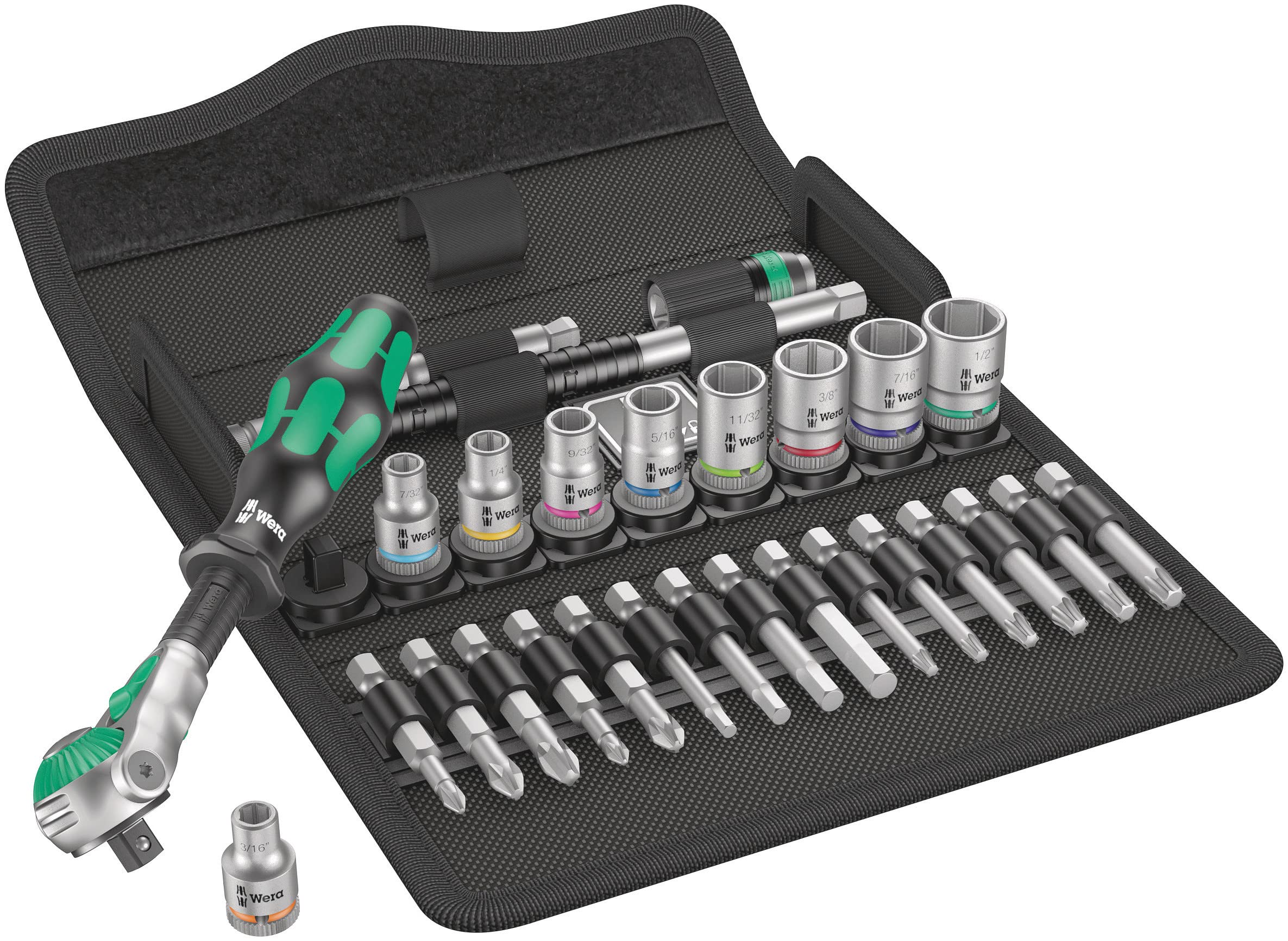 Wera 05004019001 8100 SA9 1/4" Drive Metal-Speed Ratchet & Socket Set 28pc