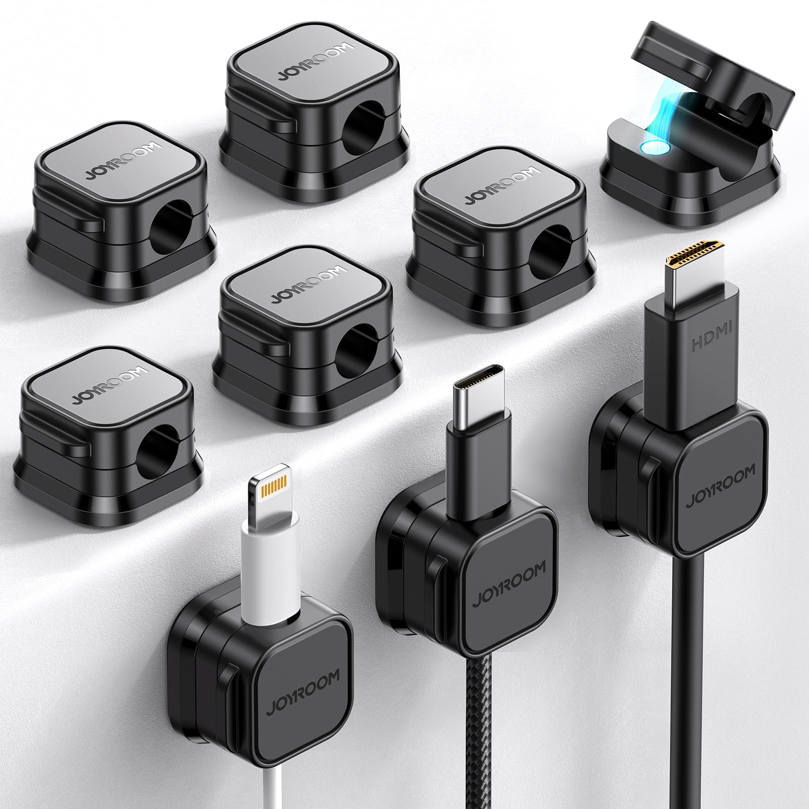 JOYROOM 9 Pack Magnetic Cable Clips Cord Organizer Adhesive Wire Management