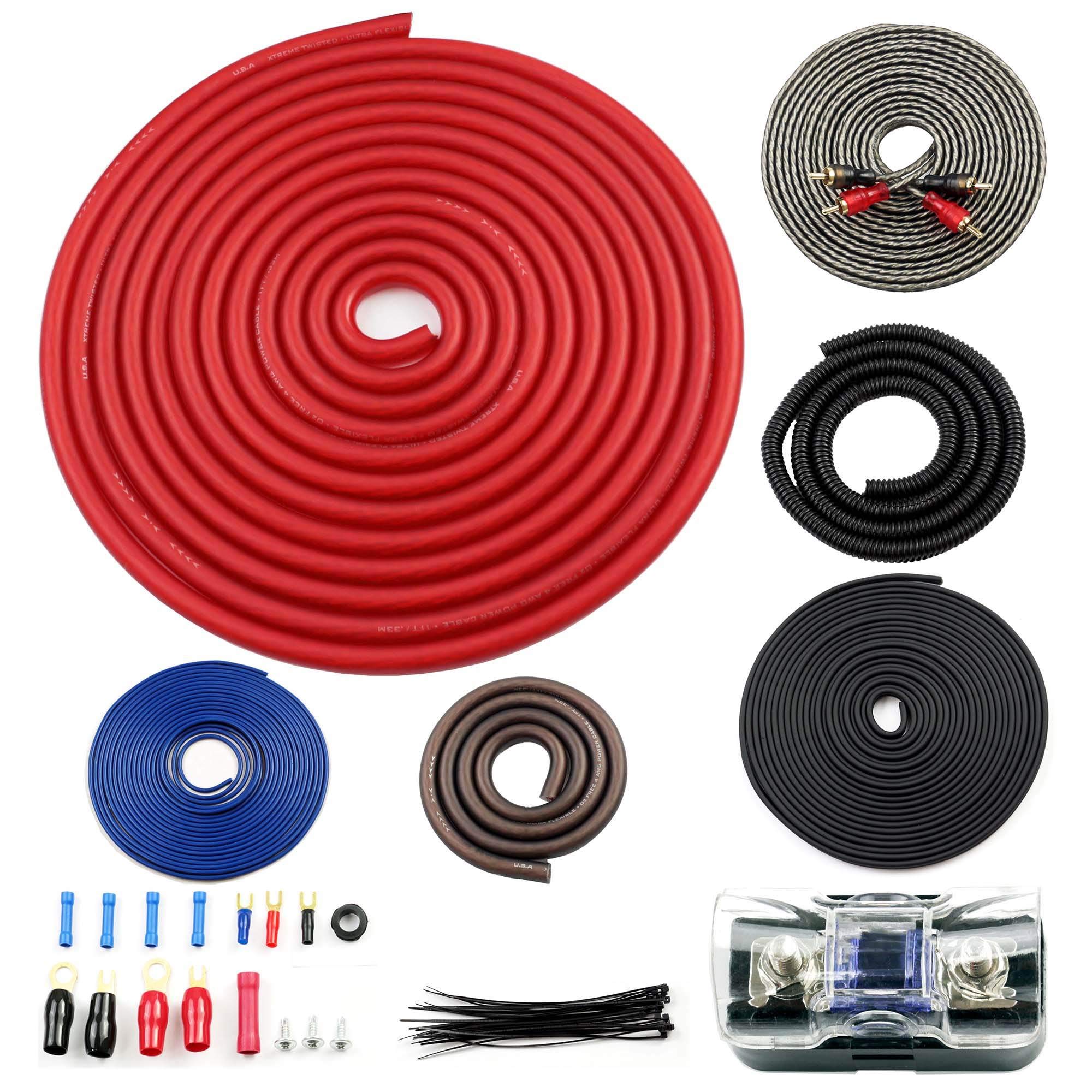 BULLZAUDIO BGE4RB Amplifier Wire Kit 4GA RED/GOLD Edition