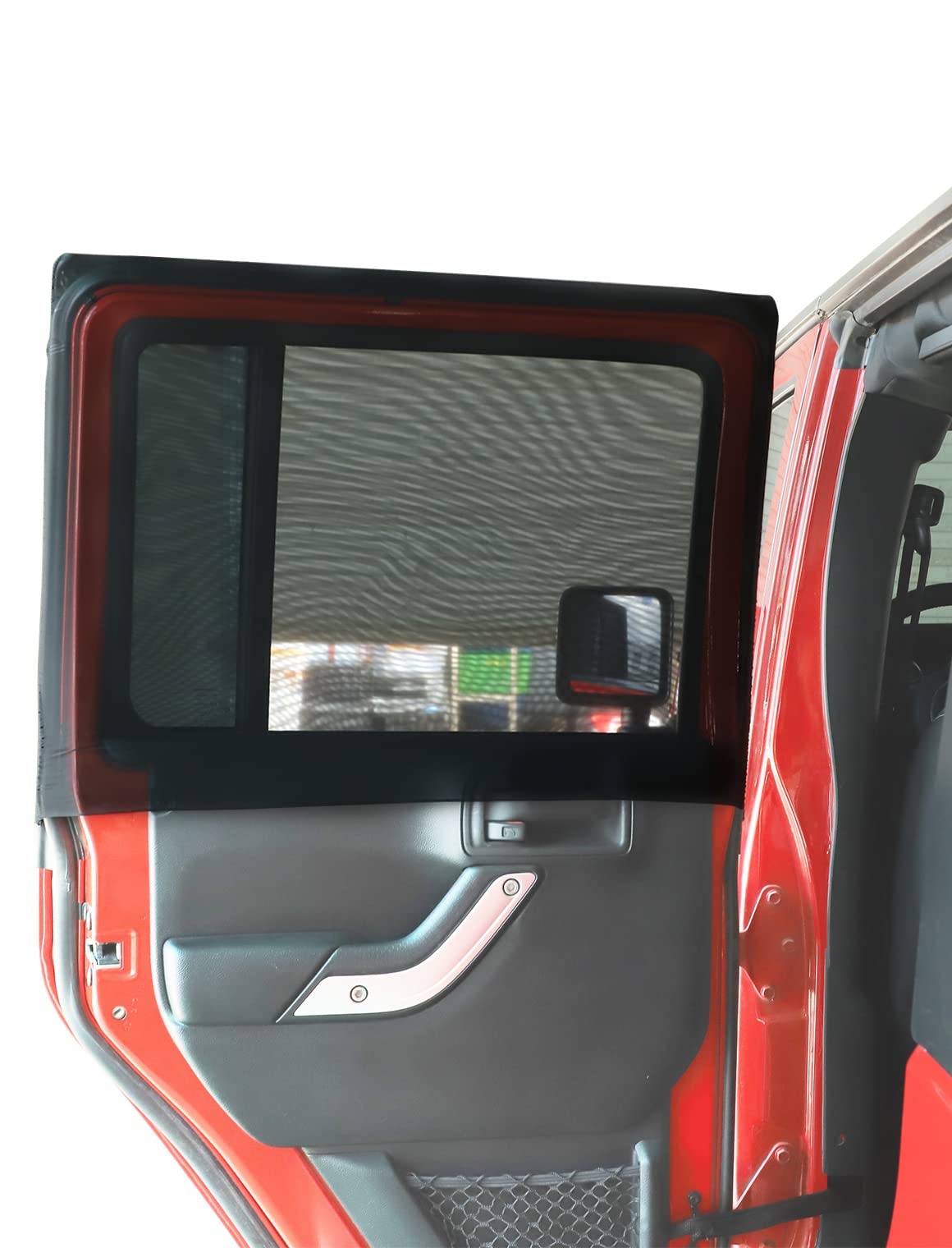 Savadicar Rear Window Sun Shade, Breathable Mesh Side Window Sunshade, Stretchy Sun Screen Net Compatible with 1997 to Present Jeep Wrangler TJ JK JL & Gladiator JT, Anti-UV for Baby/Pet/Camping, Pair