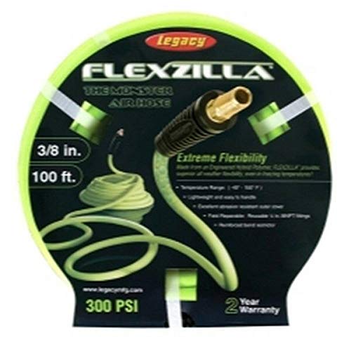 Flexzilla HFZ38100YW2 Air Hose 3/8In X 100Ft 1/4In MNPT Fittings